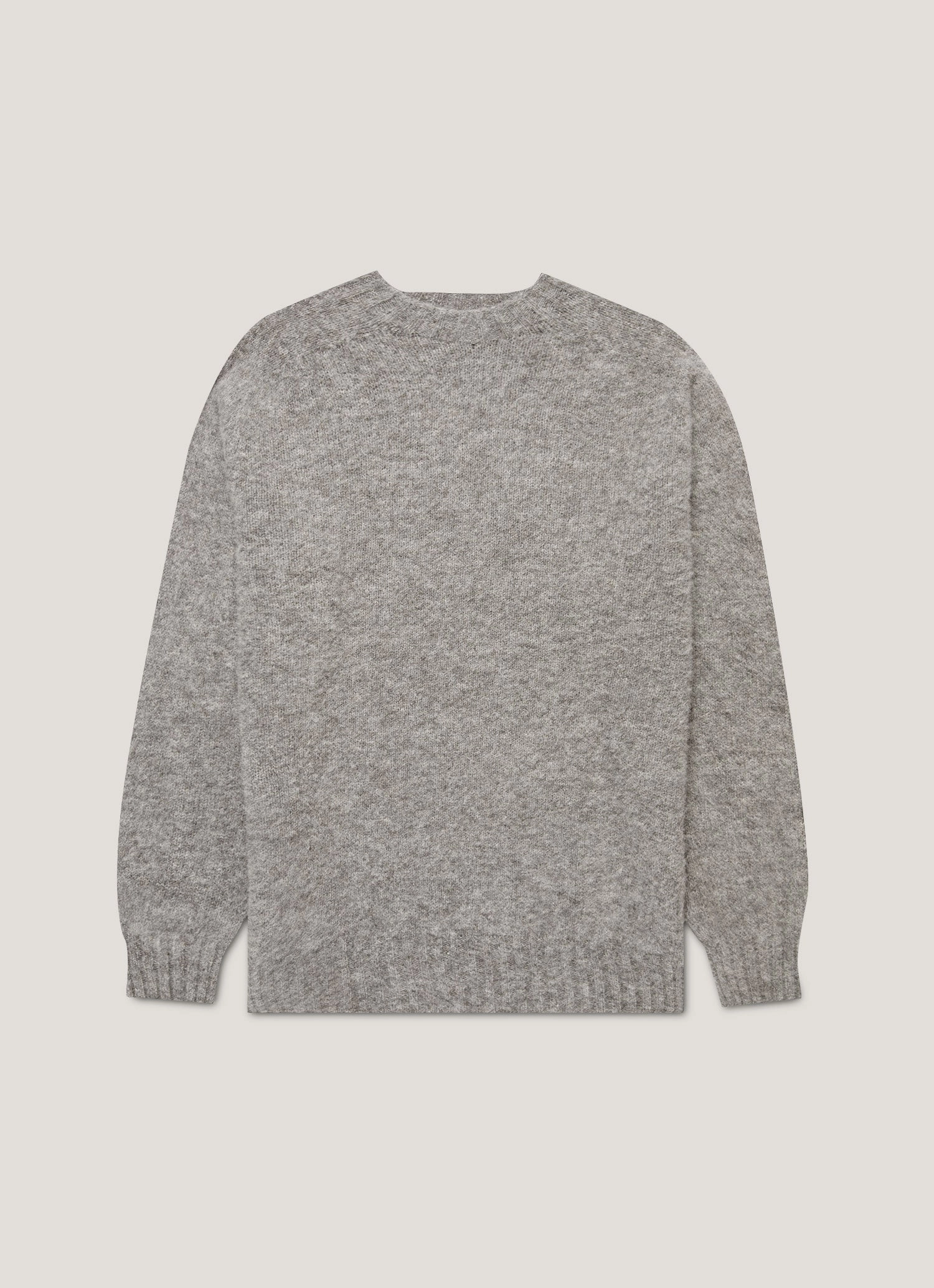 Relaxed knit jacket Men's Shetland Crew Neck Jumper in Mid Grey Melange