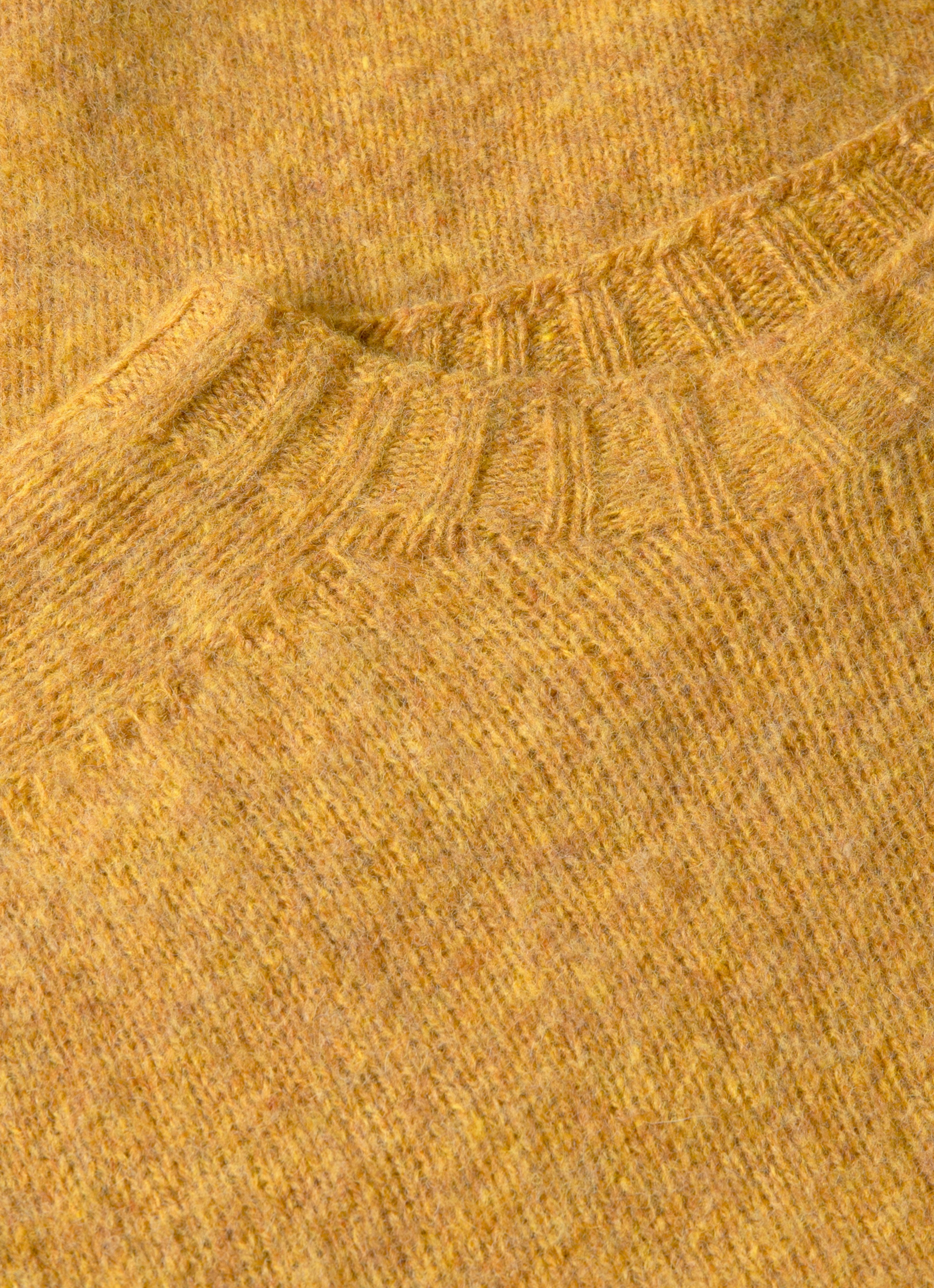 Men's Shetland Crew Neck Jumper in Saffron Mohair