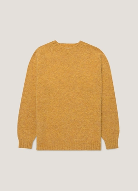 Men's Shetland Crew Neck Jumper in Saffron Warm knit outerwear