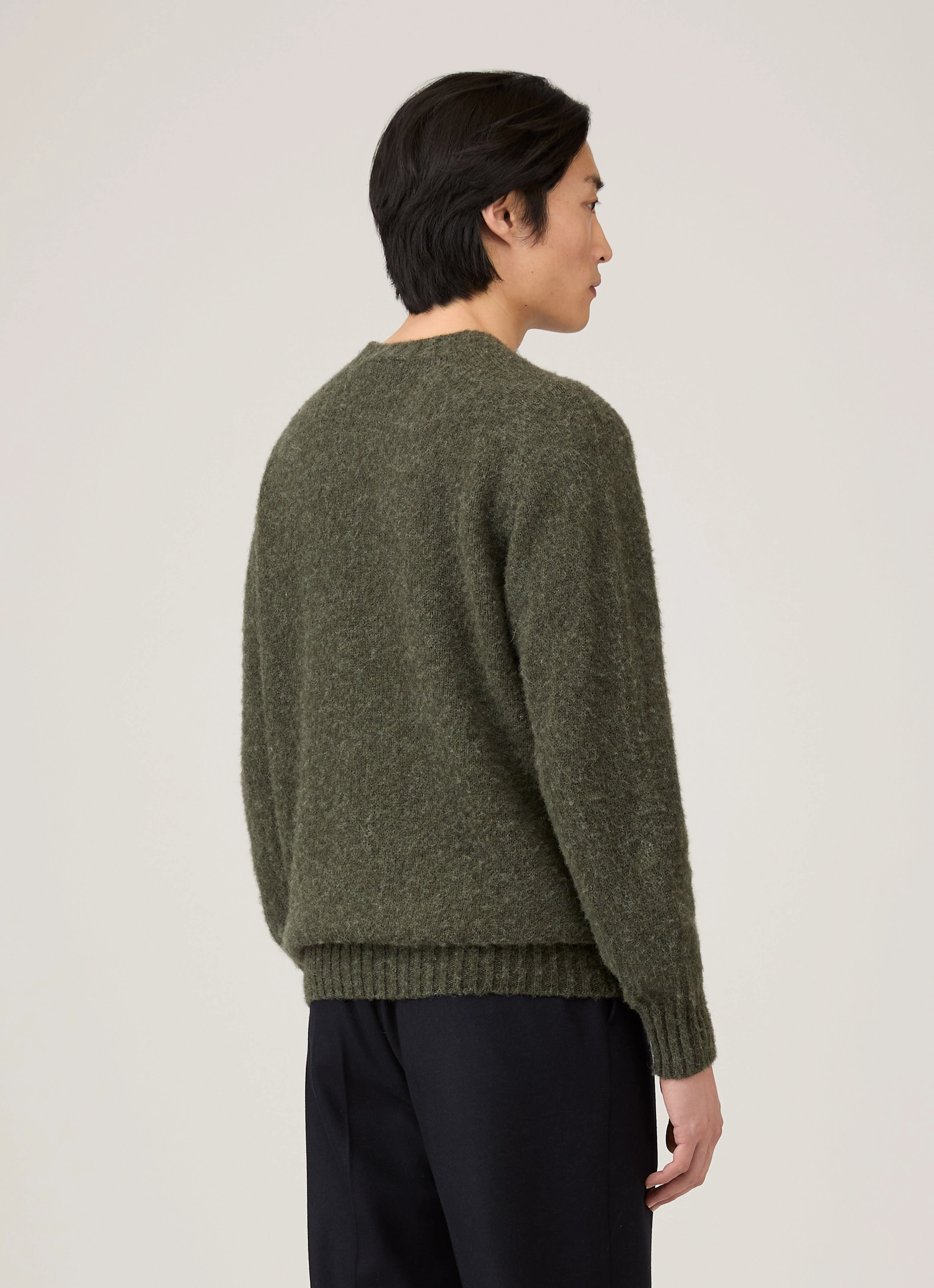 Men's Shetland Crew Neck Jumper in Sea Moss Versatile Style