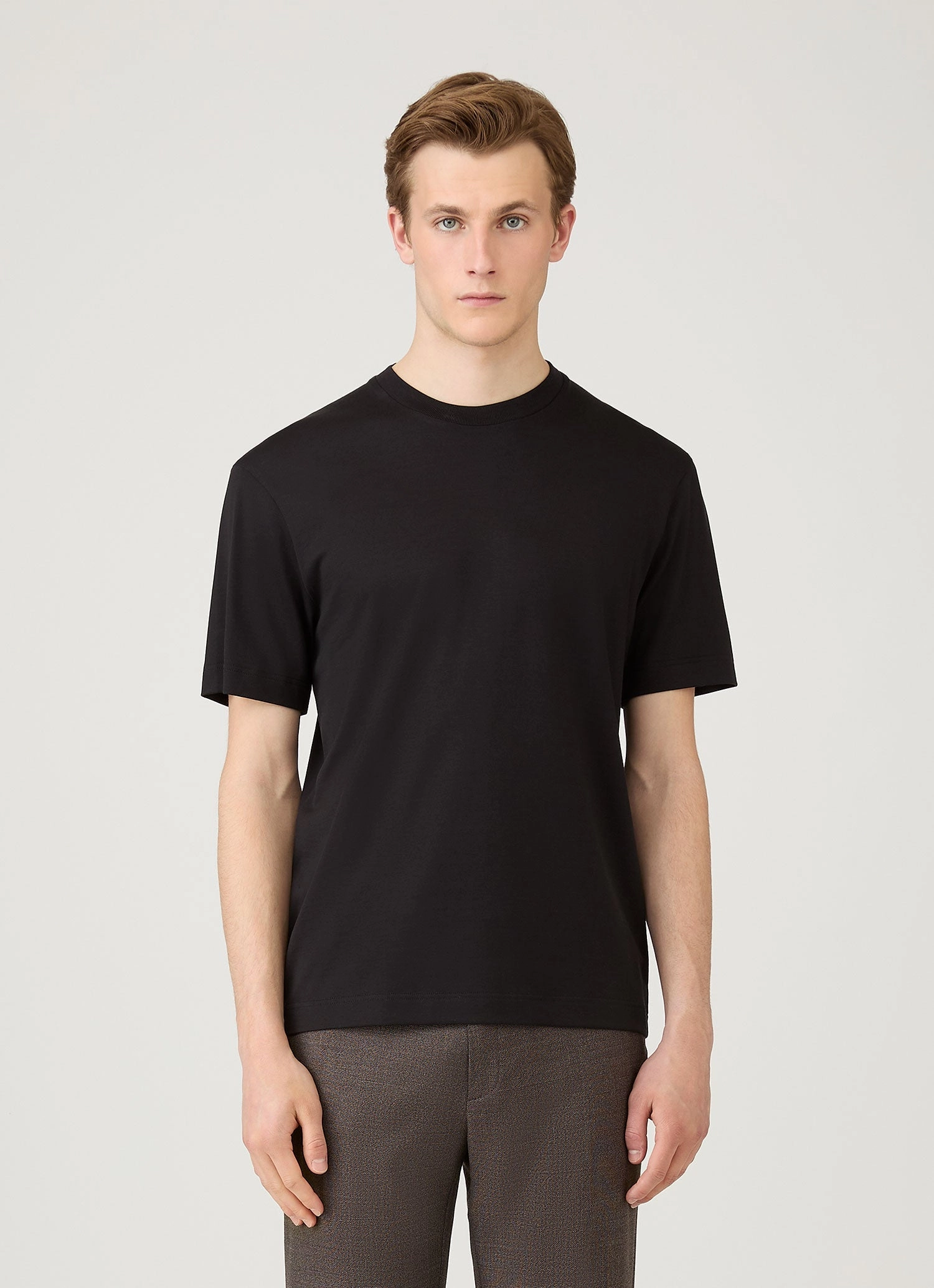 Men's Silk Cotton T-shirt in Black Signature Fit Travel