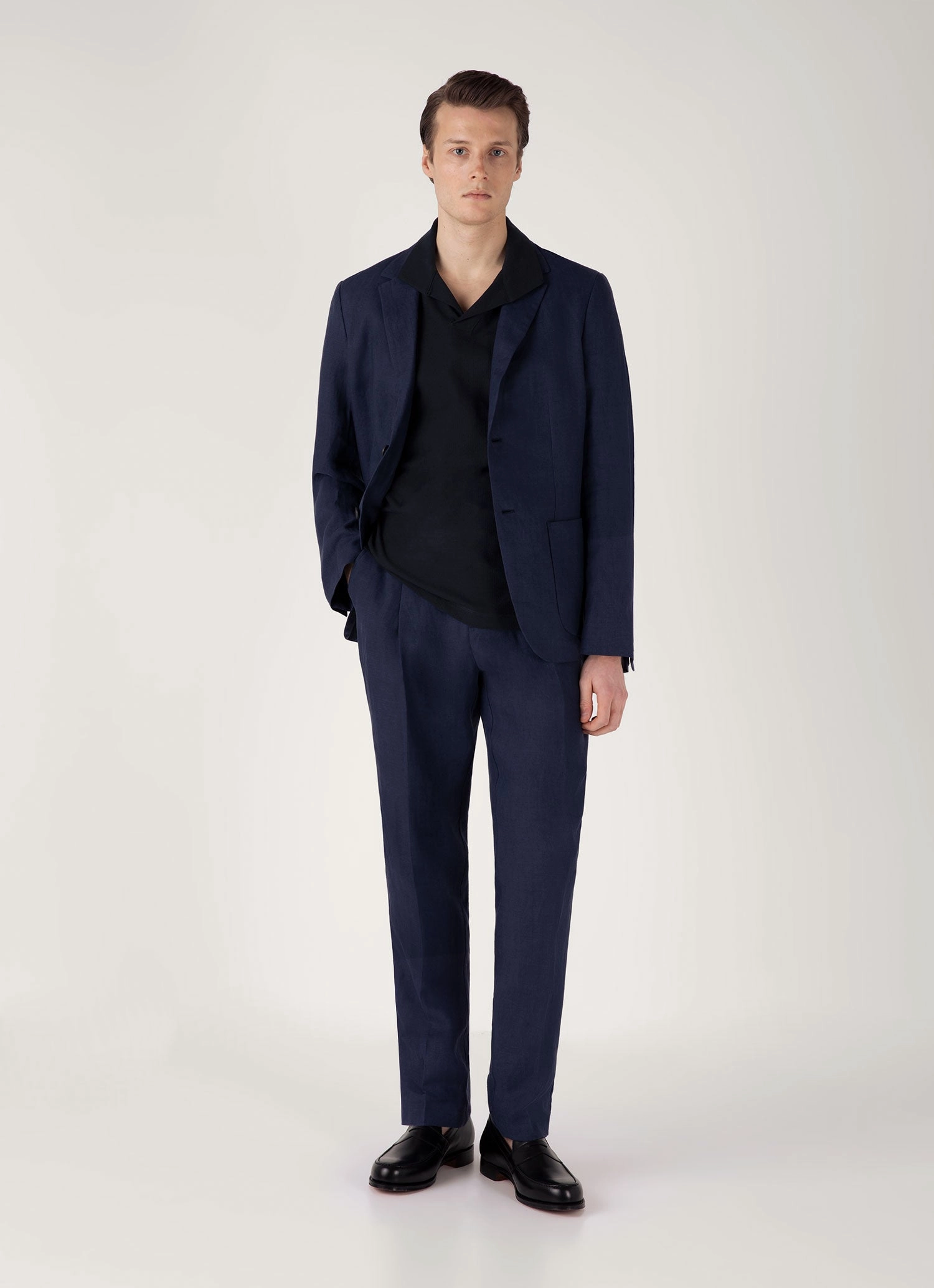 Men's Textured Jersey Polo Shirt in Midnight Navy Bold Fit