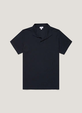 Modern Trend Look casual daily wear Men's Textured Jersey Polo Shirt in Midnight Navy