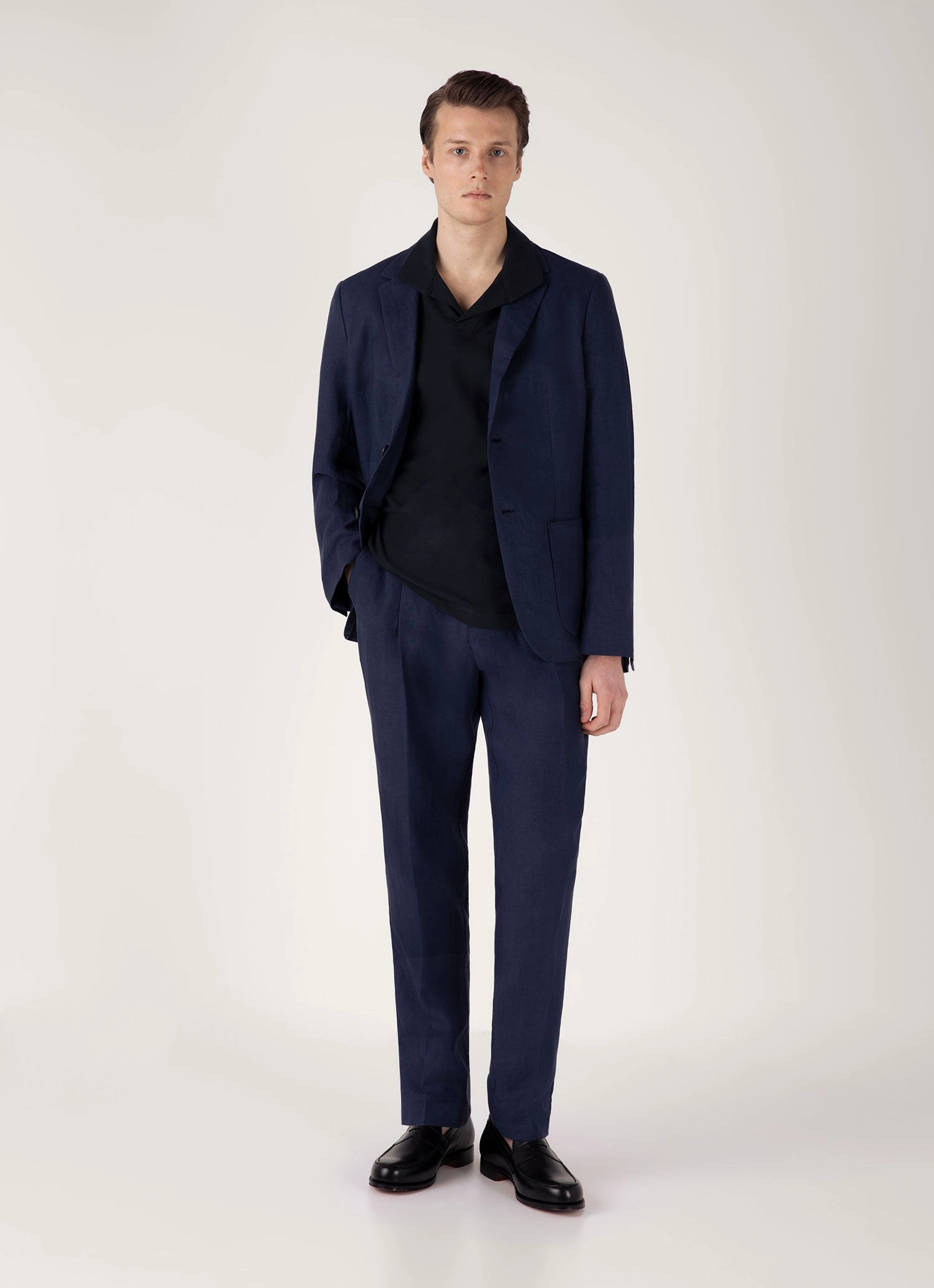 Men's Textured Jersey Polo Shirt in Midnight Navy Bold Fit