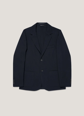 Men's Textured Wool Blazer in Navy Cold Weather Parka