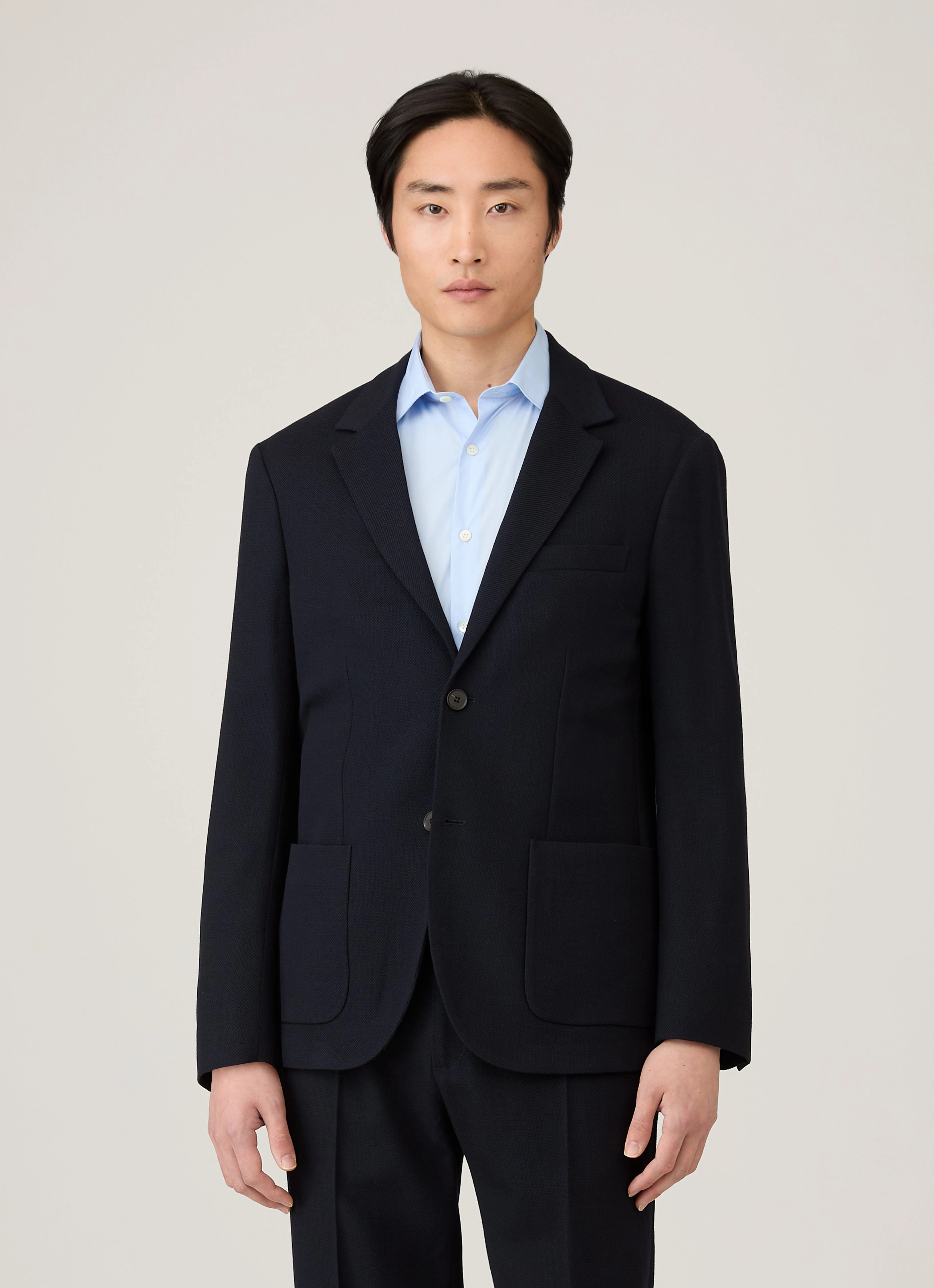 Men's Textured Wool Blazer in Navy timeless jacket