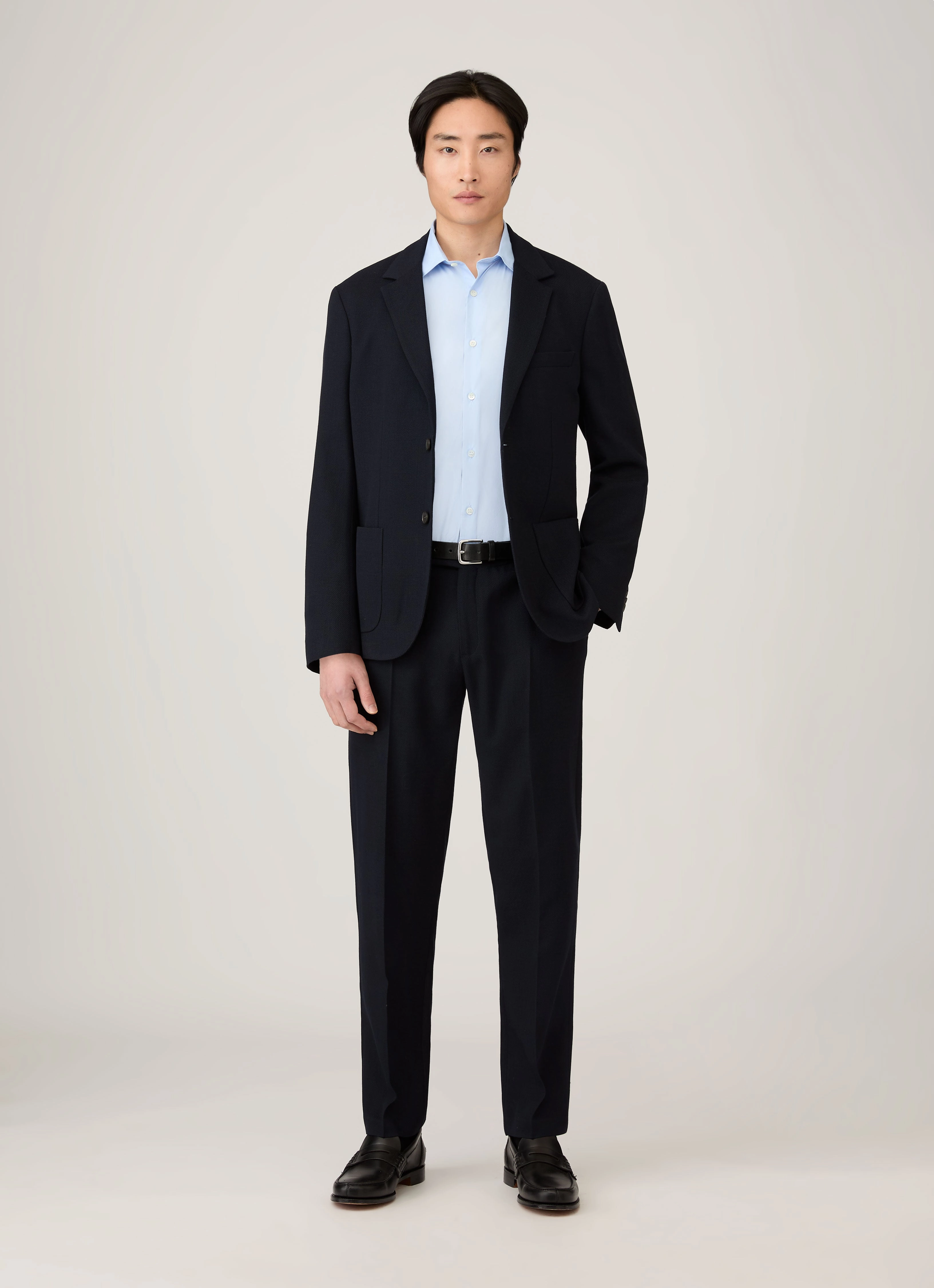 Men's Textured Wool Blazer in Navy timeless jacket