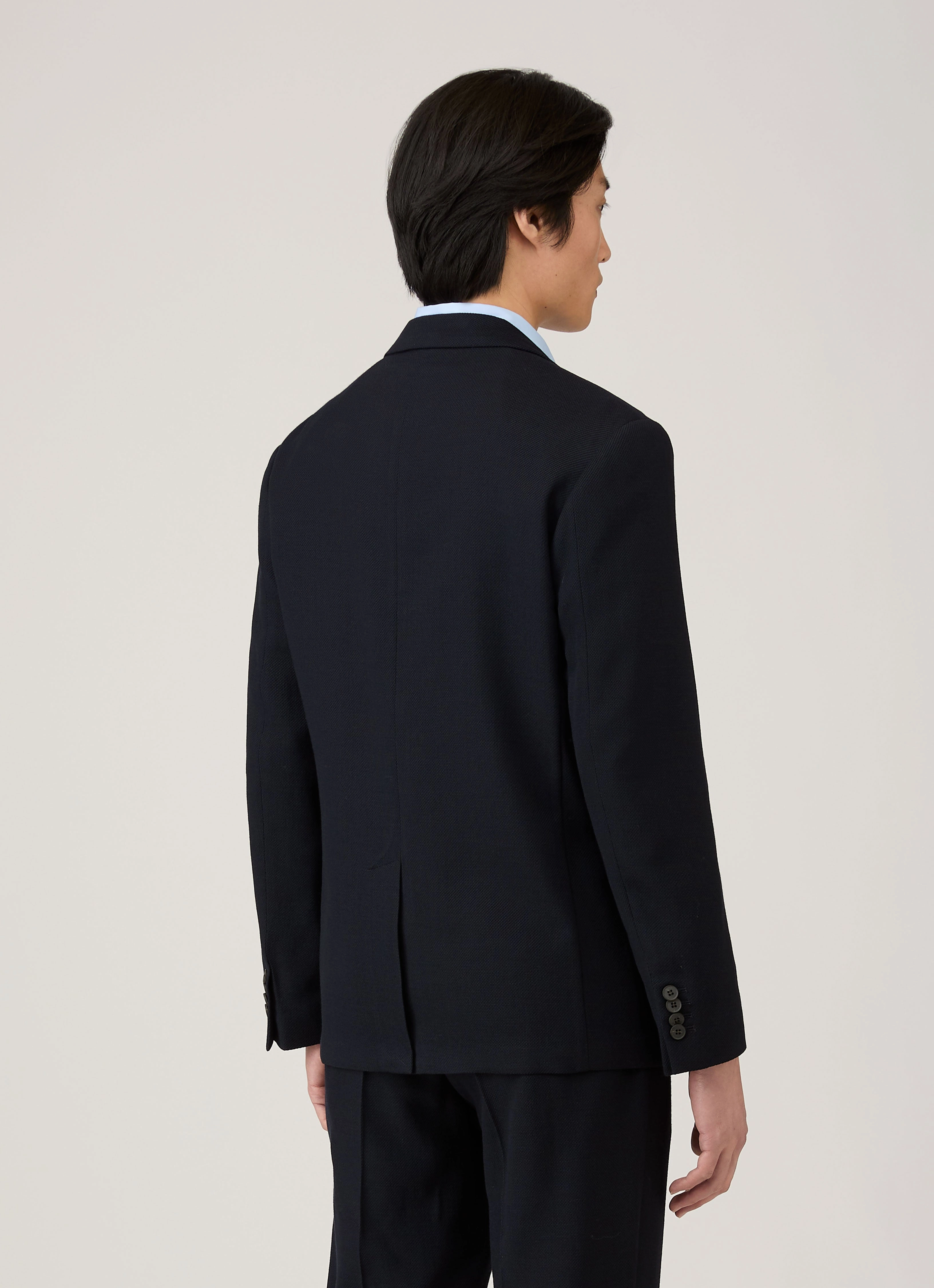 Men's Textured Wool Blazer in Navy timeless jacket
