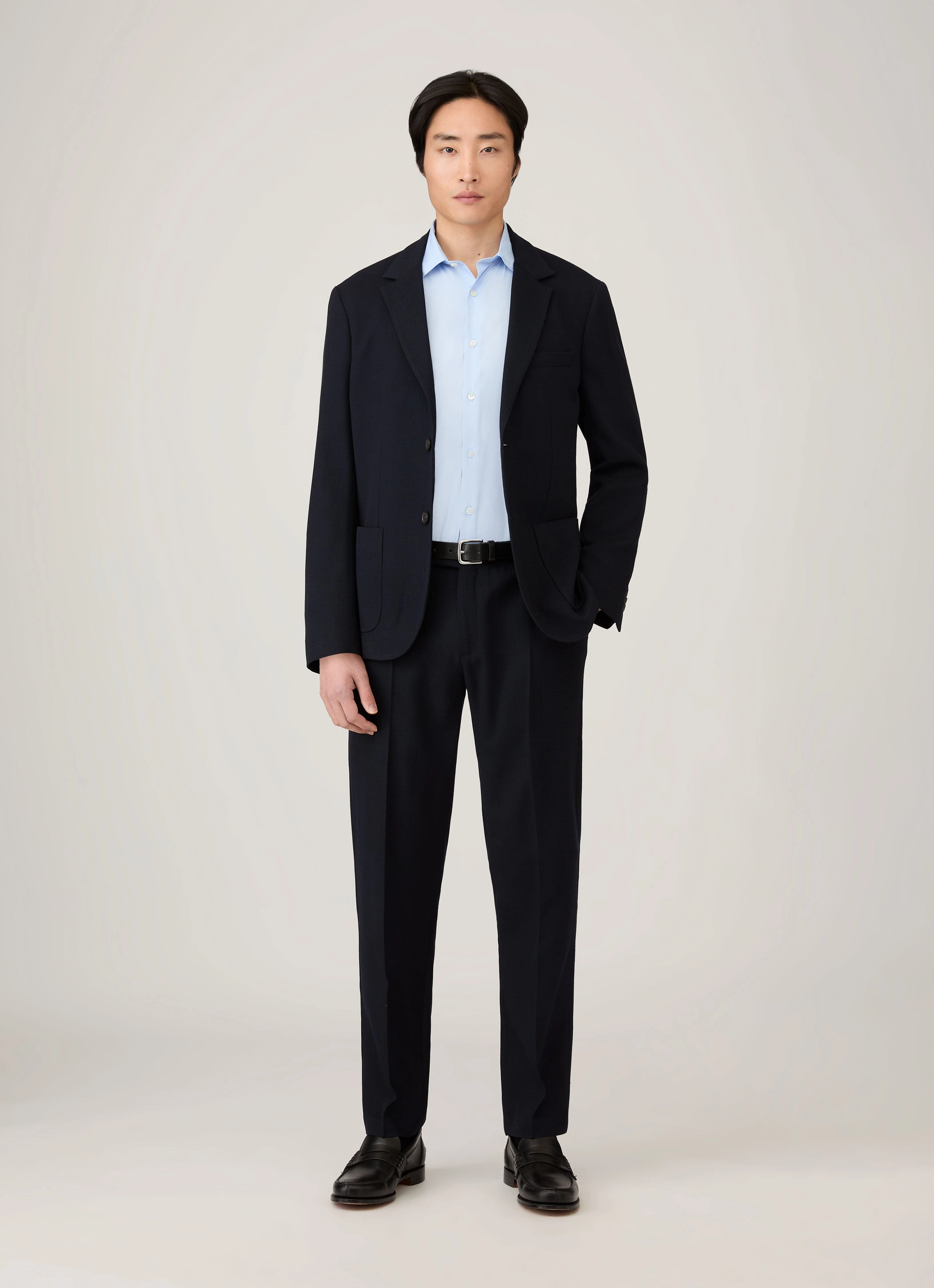 Men's Textured Wool Blazer in Navy timeless jacket