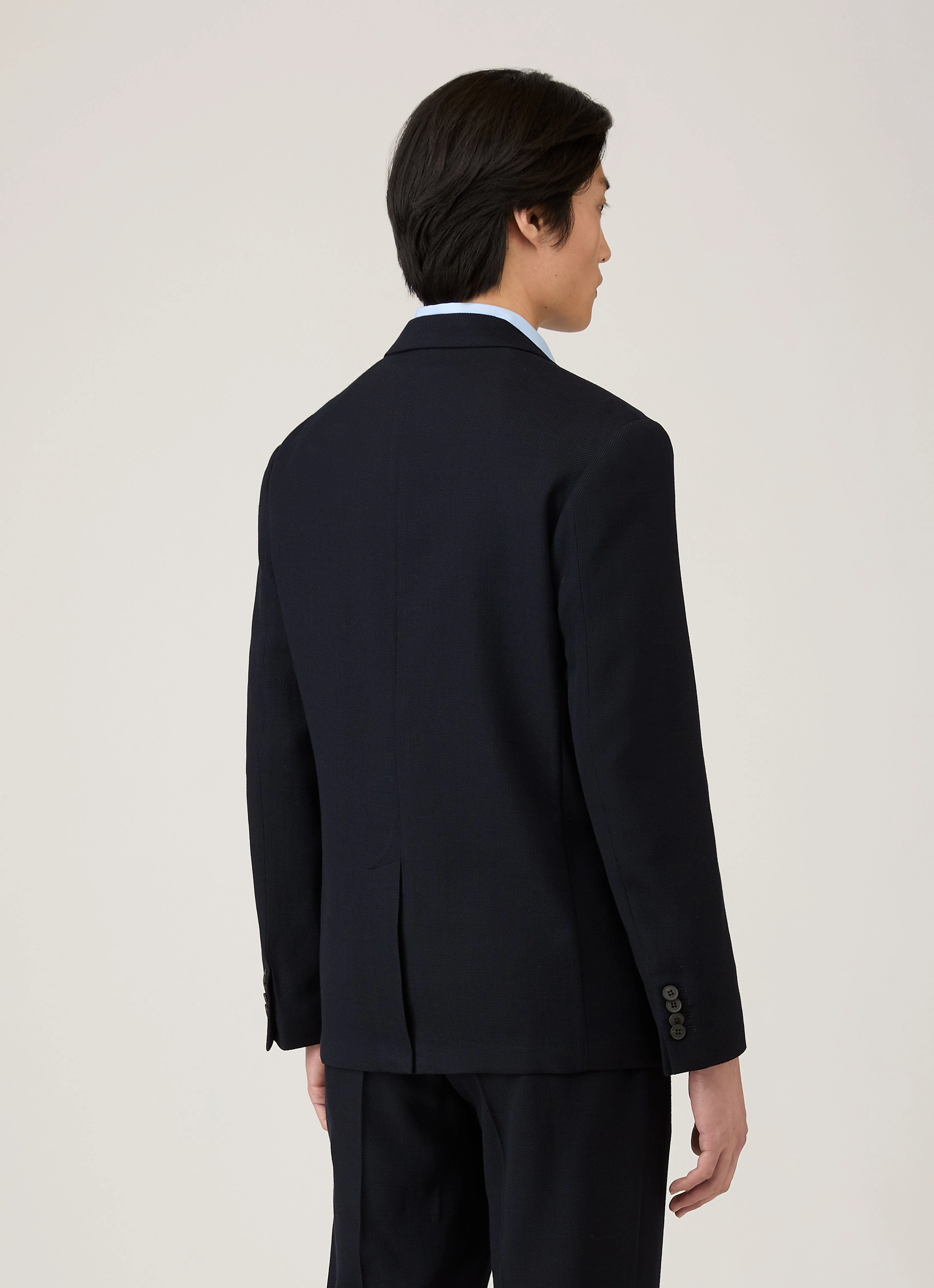 Men's Textured Wool Blazer in Navy timeless jacket