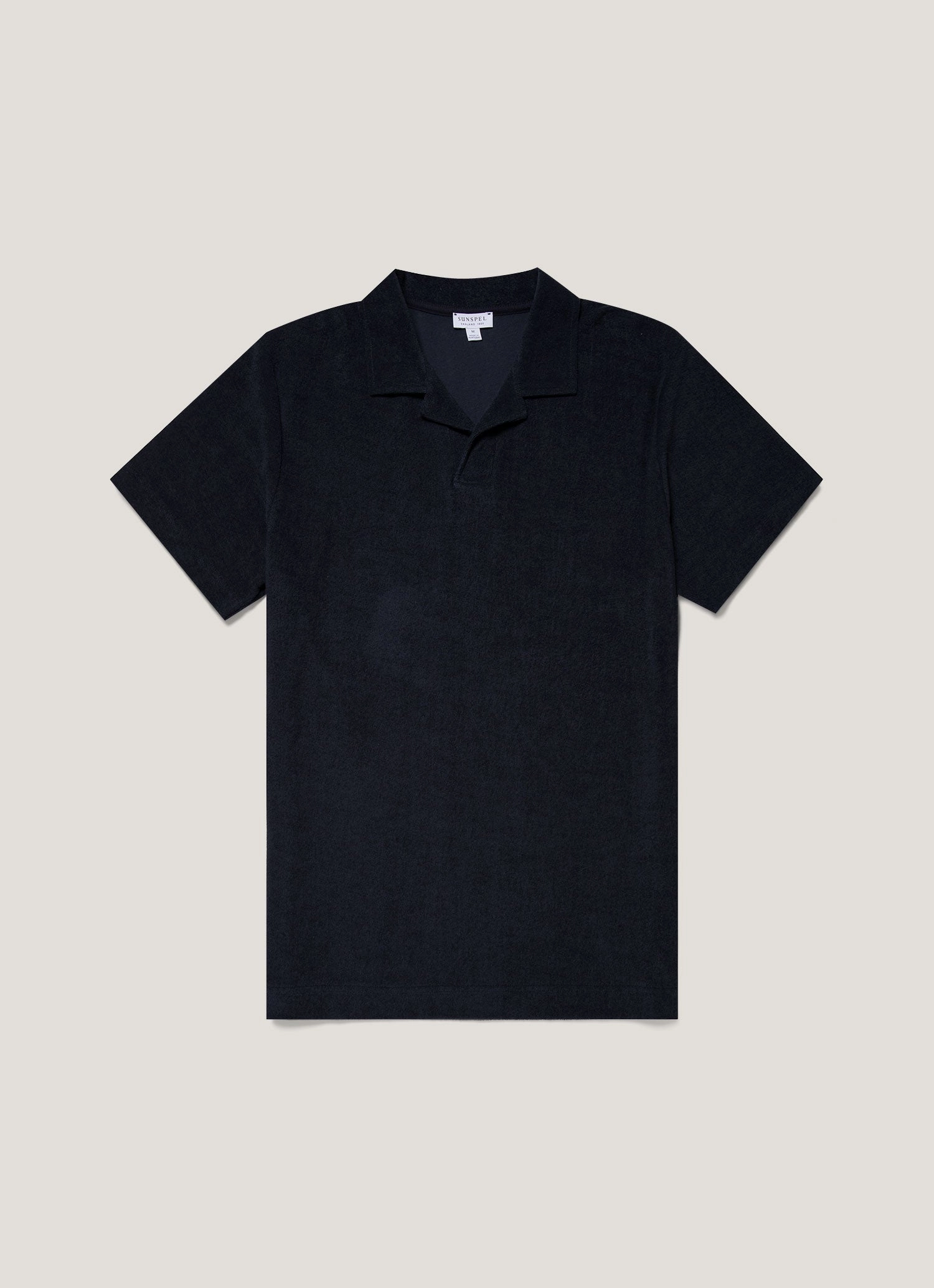Men's Towelling Polo Shirt in Navy Classic Outfit Style Weekend Wave