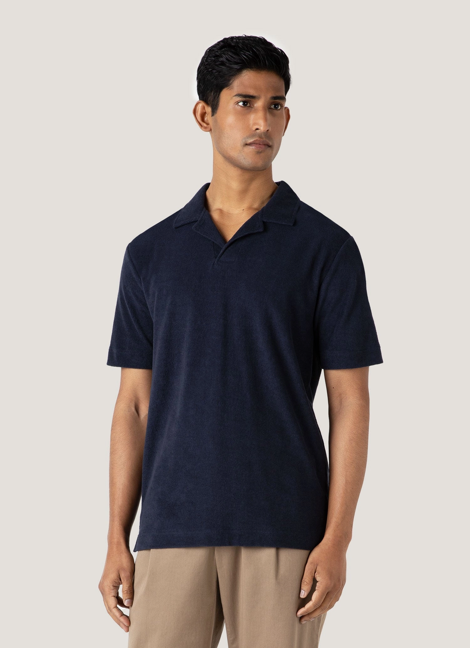 Men's Towelling Polo Shirt in Navy Fresh Edition