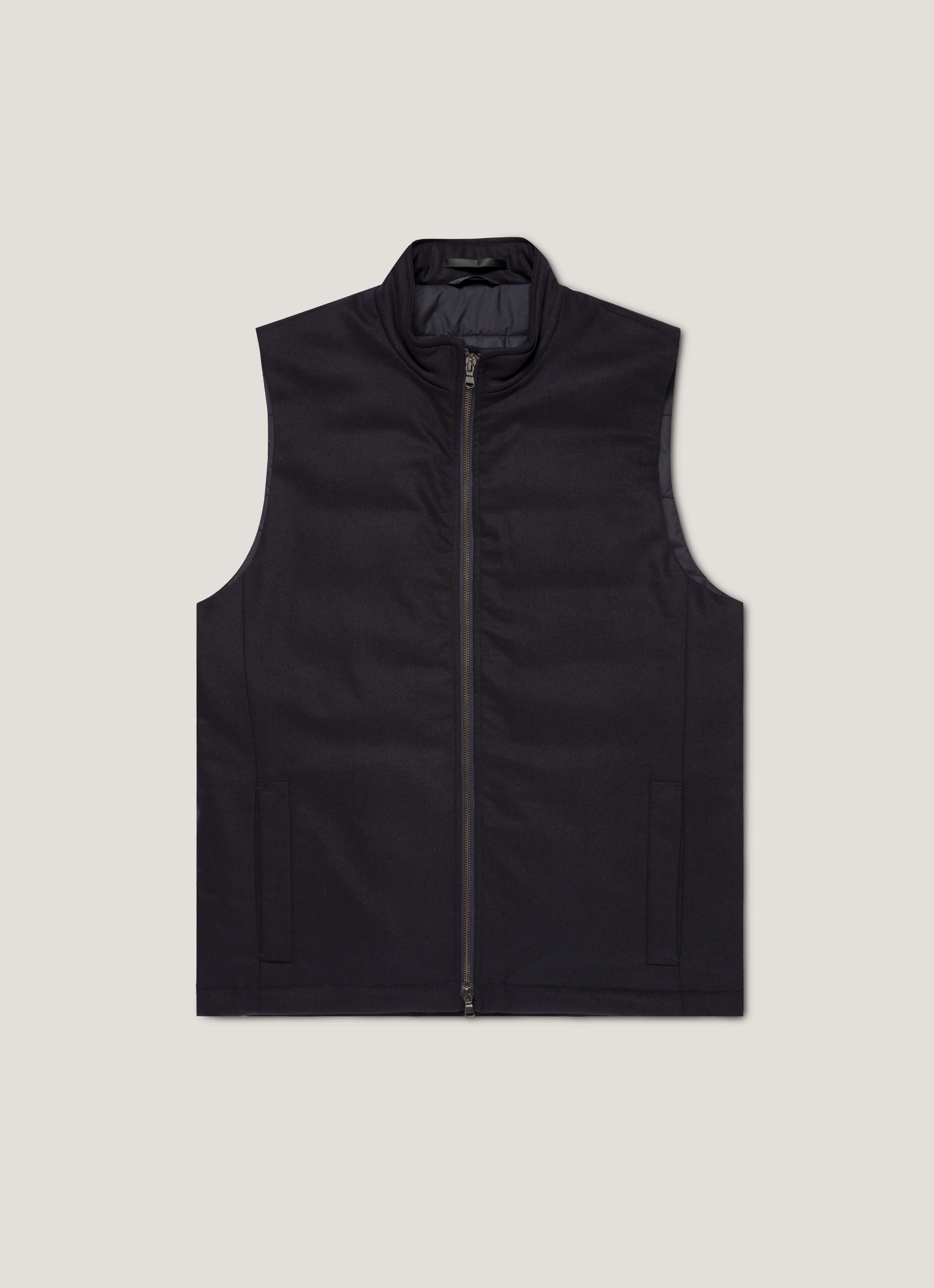 Comfort Fit Coat Men's Wool Cashmere Gilet in Navy