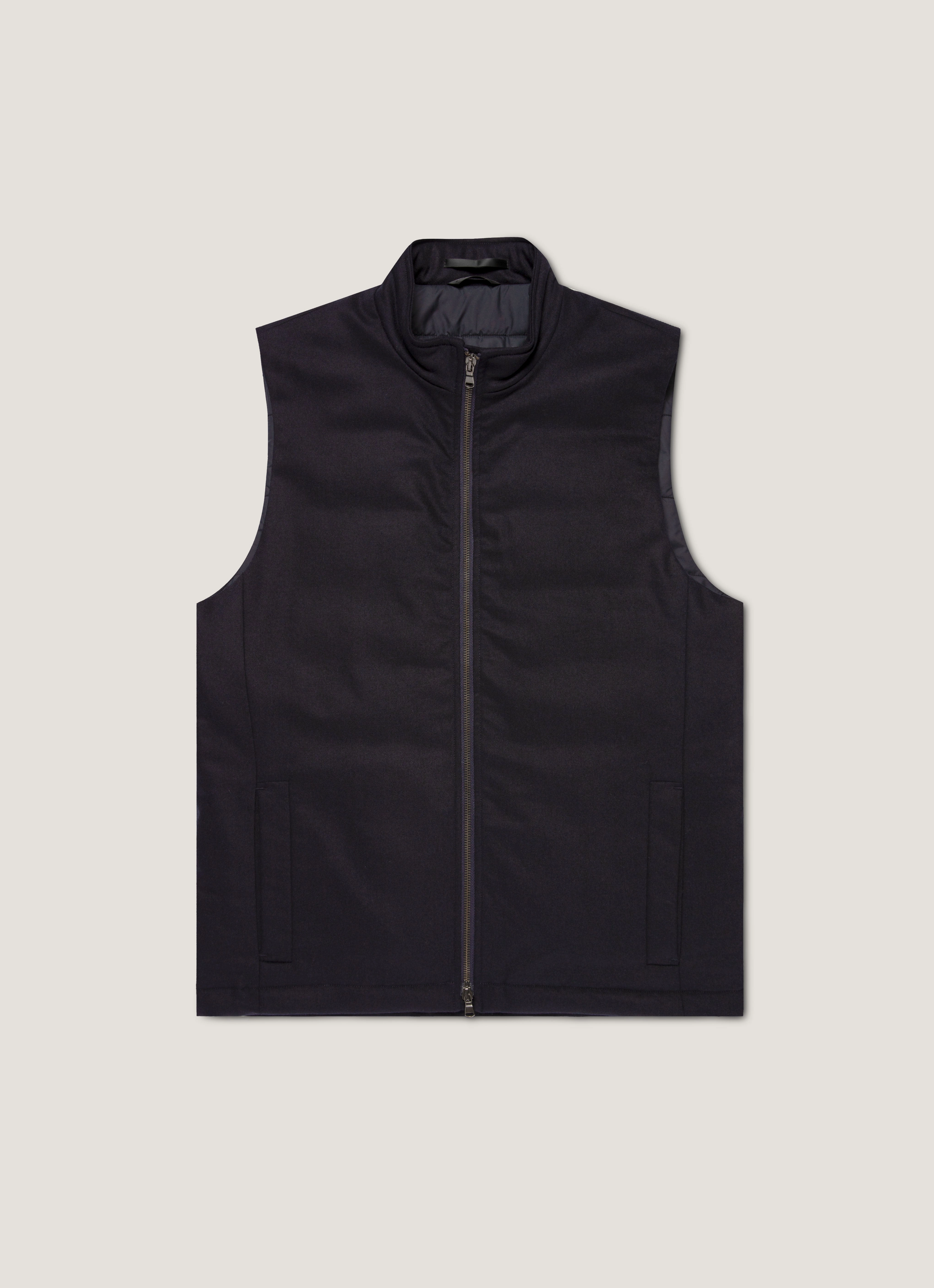 Comfort Fit Coat Men's Wool Cashmere Gilet in Navy