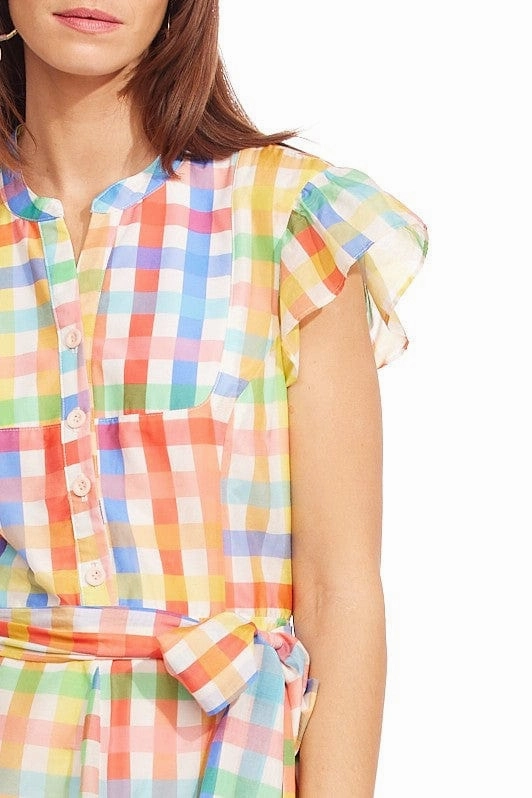 Meret Dress - Tuscana Plaid Seashell Trim