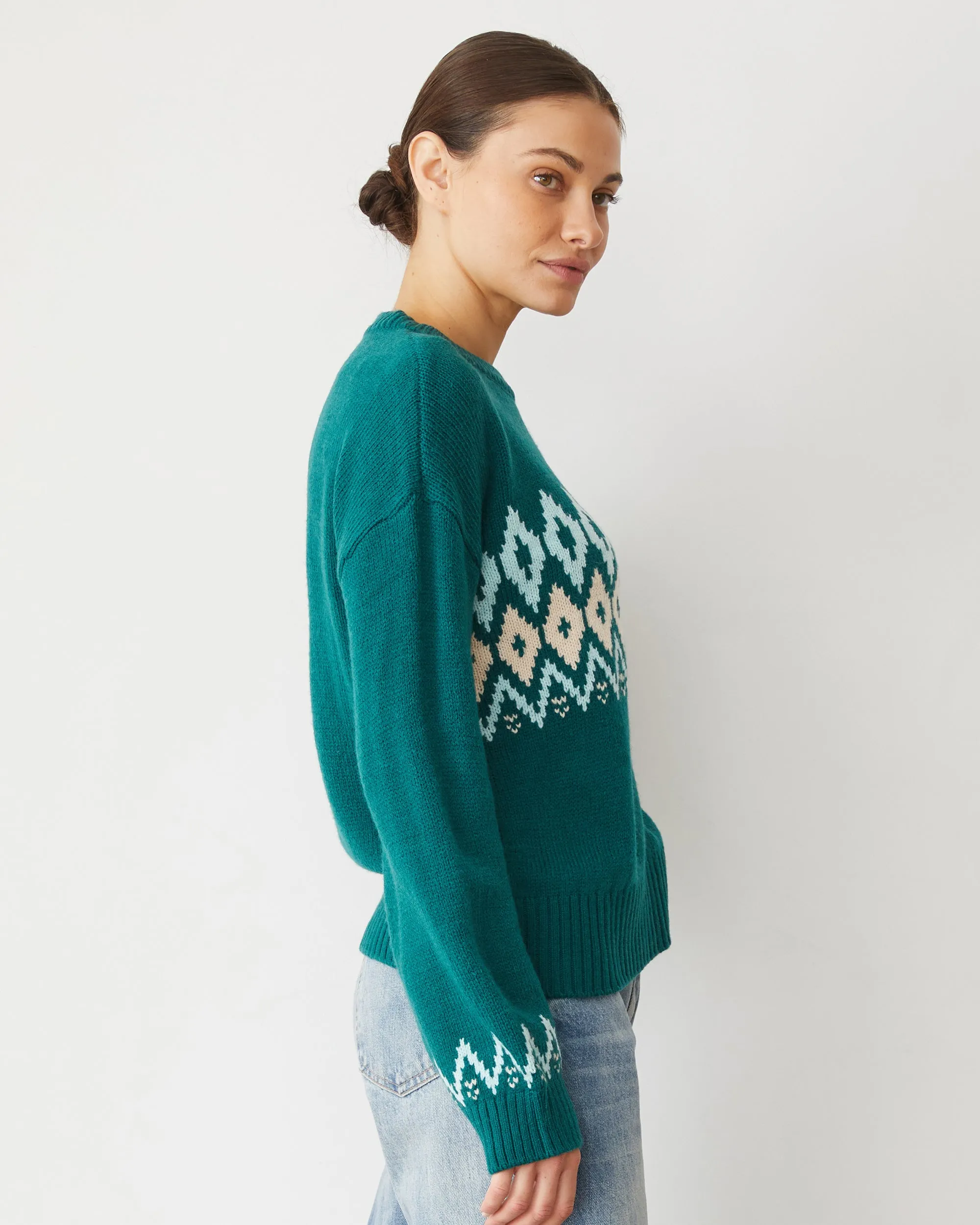 Merino Wool Fair Isle Crew Neck Fashion Look