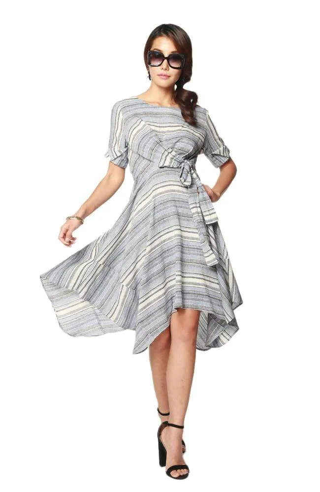 Mesh Overlay Ezra Dress - Sidecar Stripe