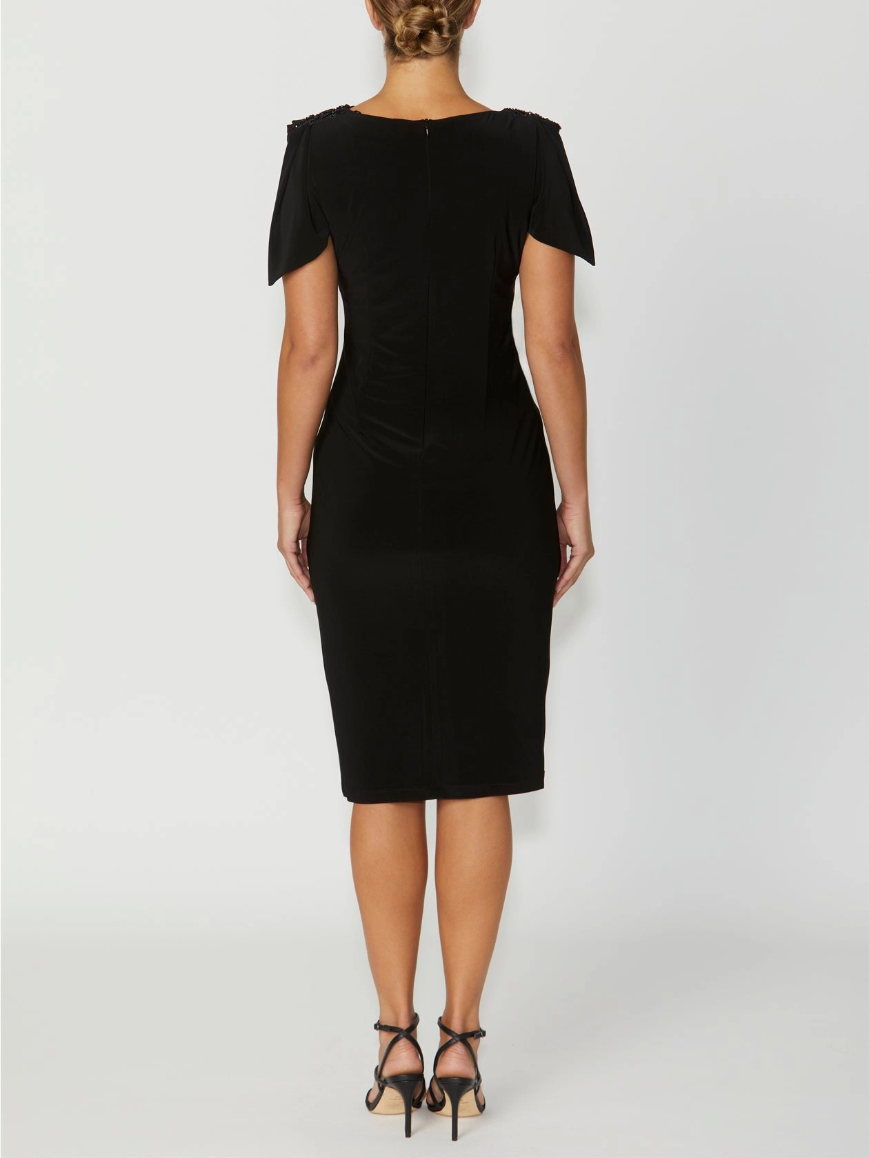 Mesh Overlay Hebe Black Jersey Dress