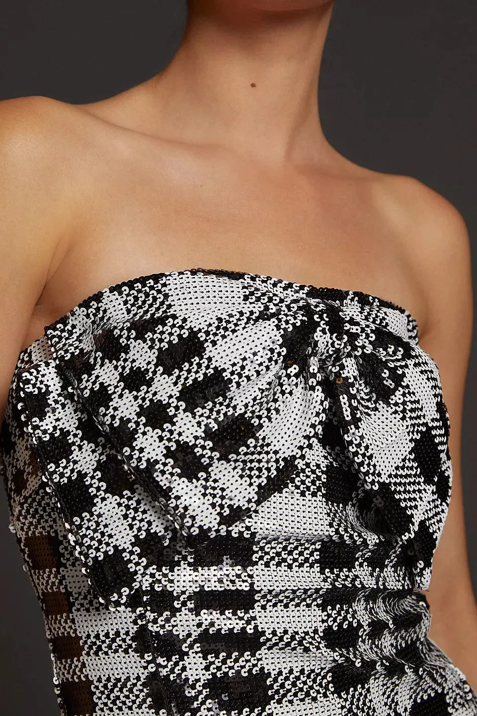 Minimal Vibe Sequined Plaid Mini Dress