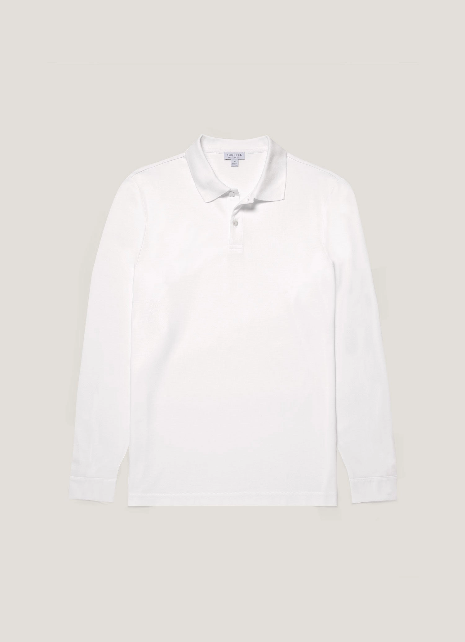 Men's Long Sleeve Piqu?? Polo Shirt in White Casual and sporty look