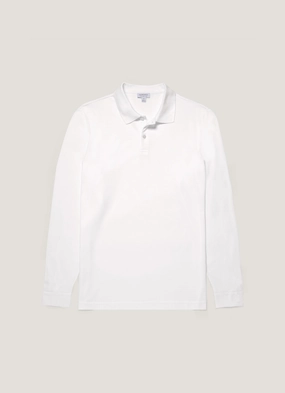 Relax Outfit Ready Weekend Path Men's Long Sleeve Piqu?? Polo Shirt in White