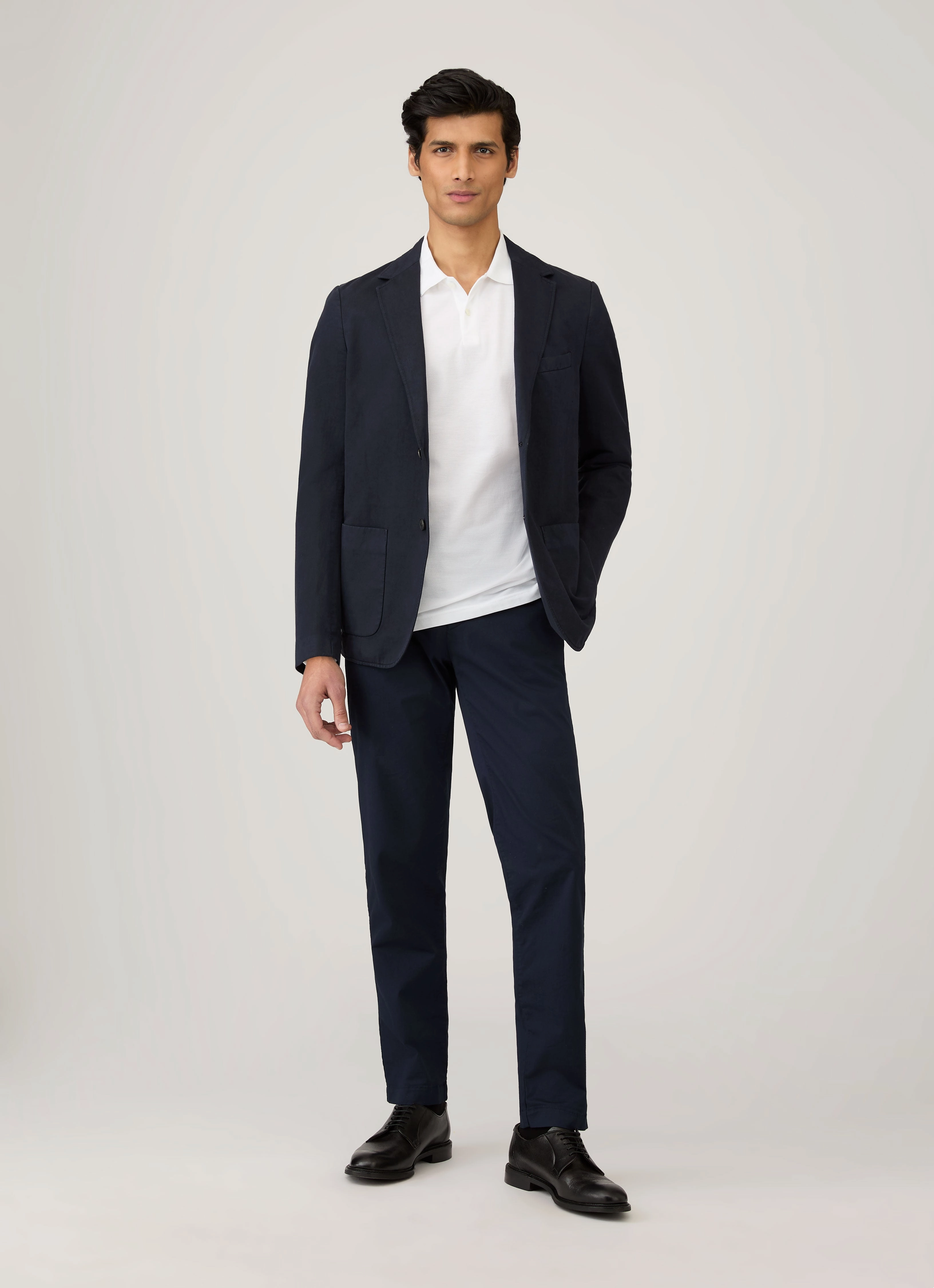 Minimal Gear Lounge Men's Long Sleeve Piqu?? Polo Shirt in White