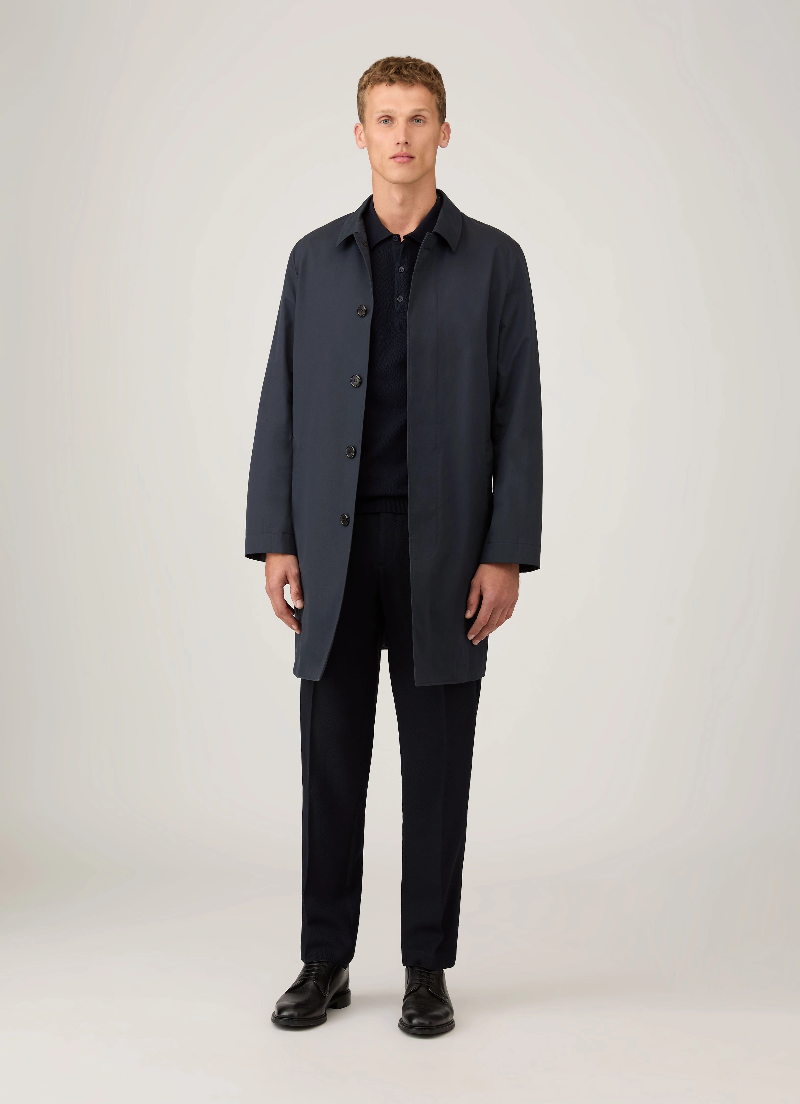 Minimal Outfit Casual Men's Knit Polo Shirt in Navy