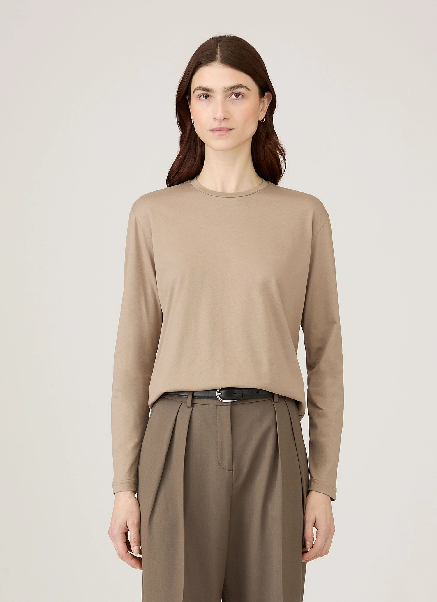 Minimal Tee Women's Long Sleeve Boy Fit T-shirt in Mink