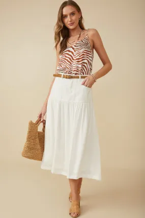 Street Comfort Mix Media Denim Midi Skirt