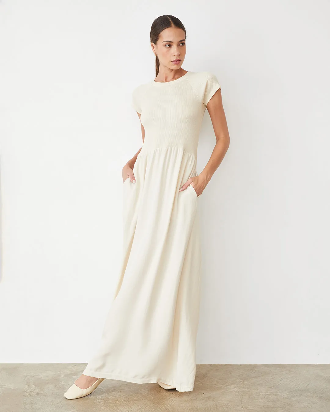 Mix Media Maxi Dress Clean Trend
