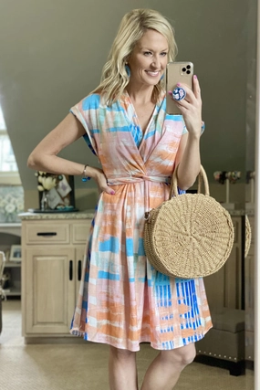 Poppy Knit  Dress - Sorbet Plaid Greek Spirit Sand Step