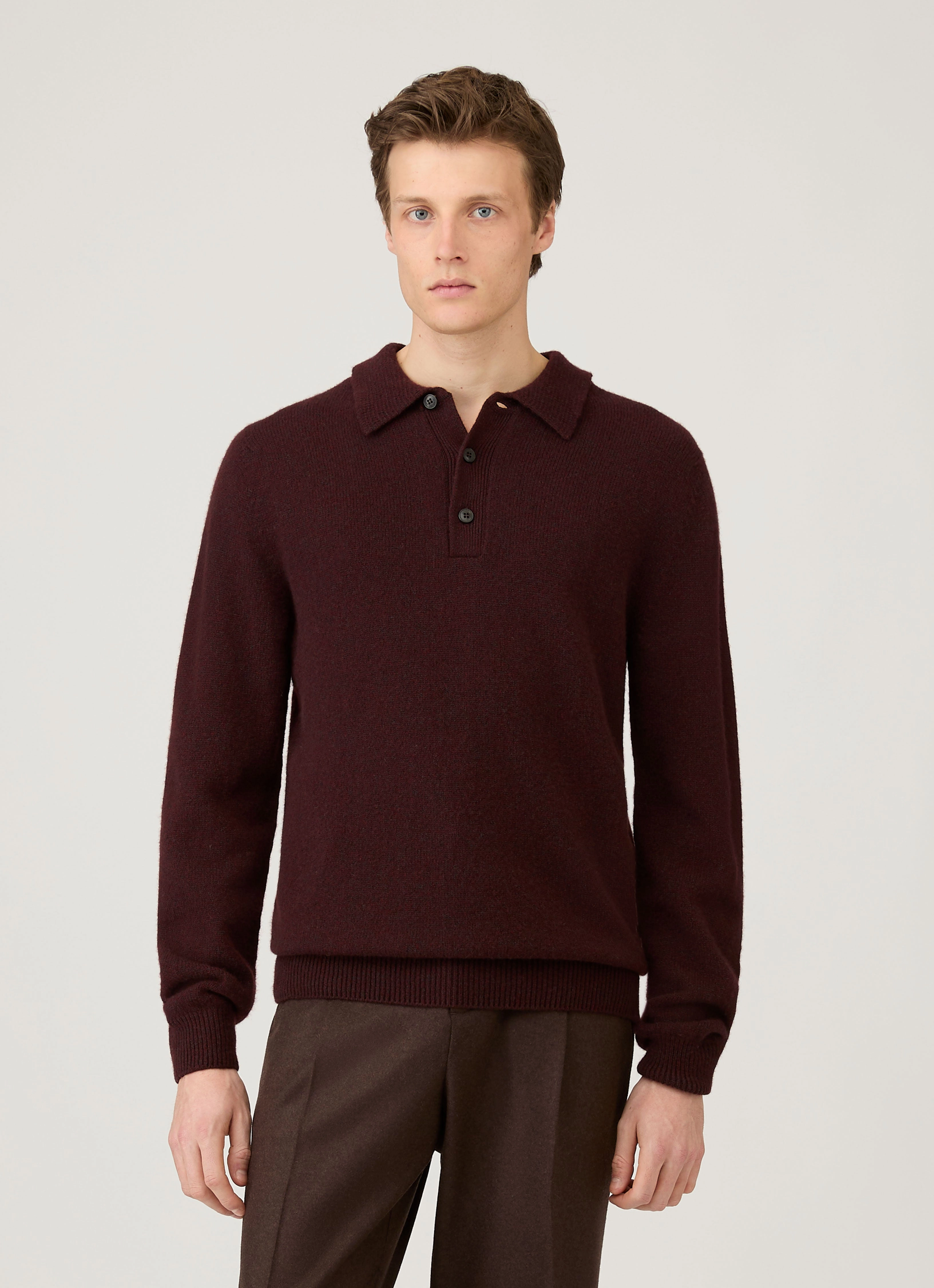 Modal Men's Lambswool Polo Shirt in Bakelite Twist