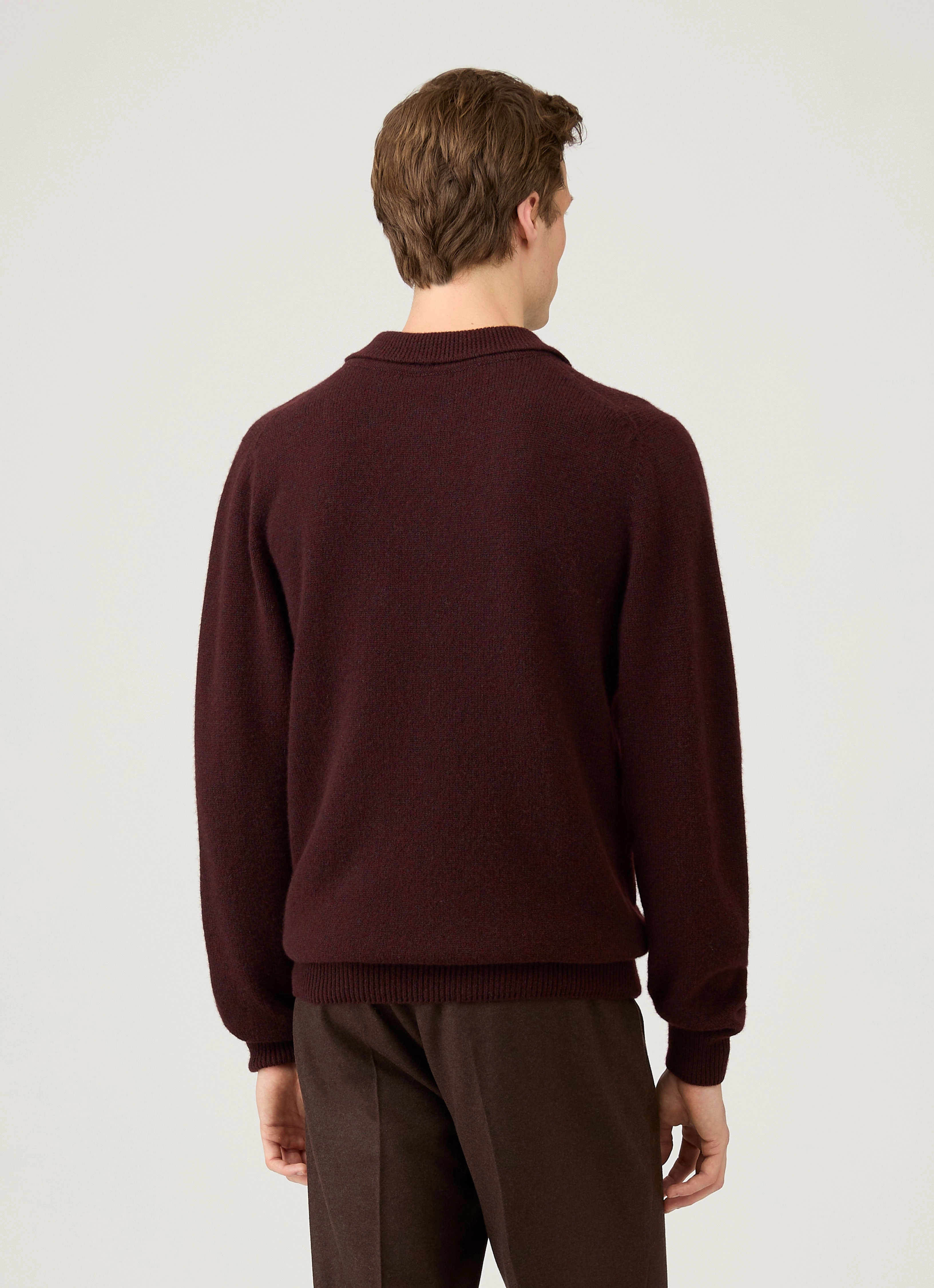 Modal Men's Lambswool Polo Shirt in Bakelite Twist