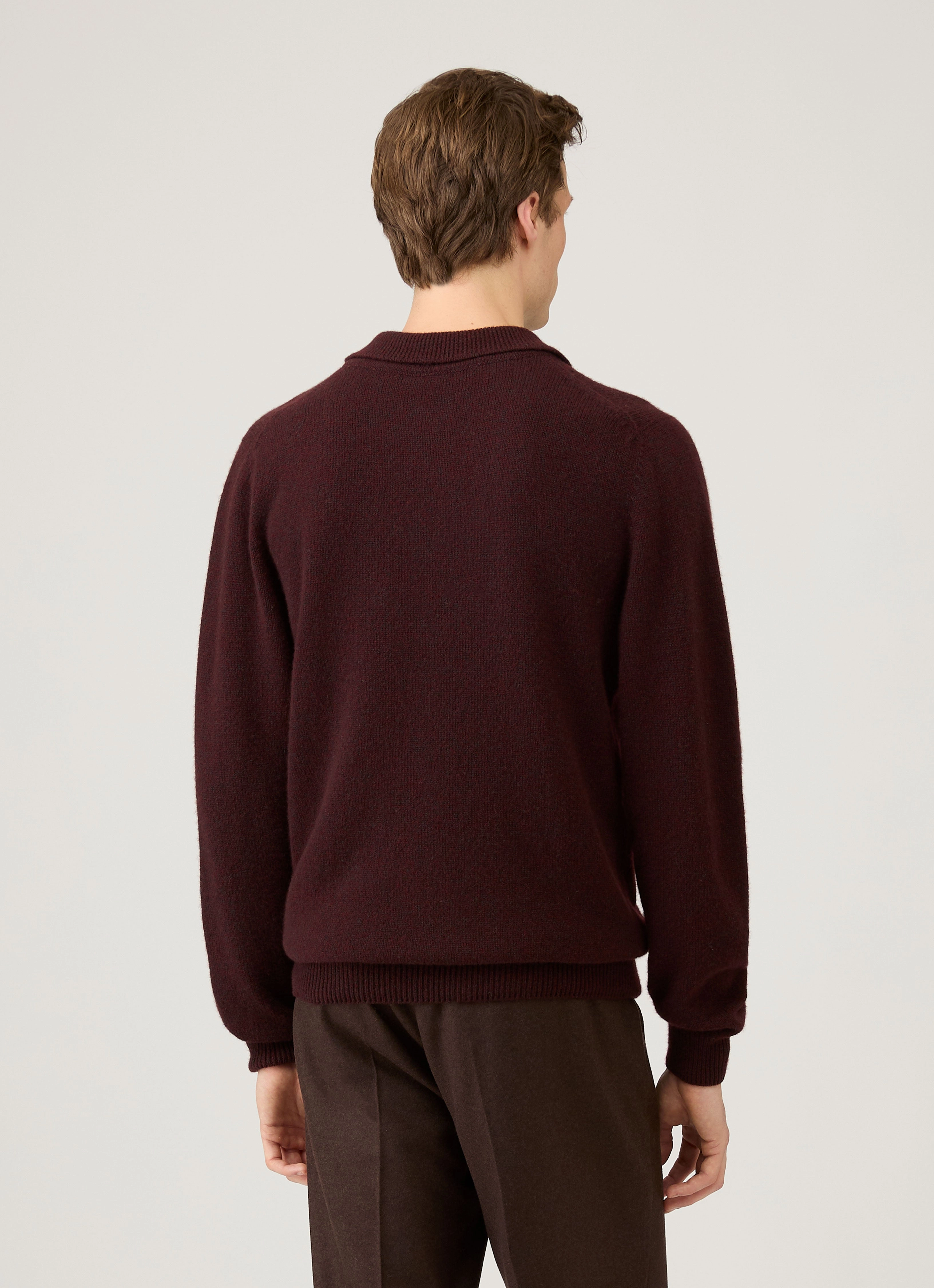 Modal Men's Lambswool Polo Shirt in Bakelite Twist