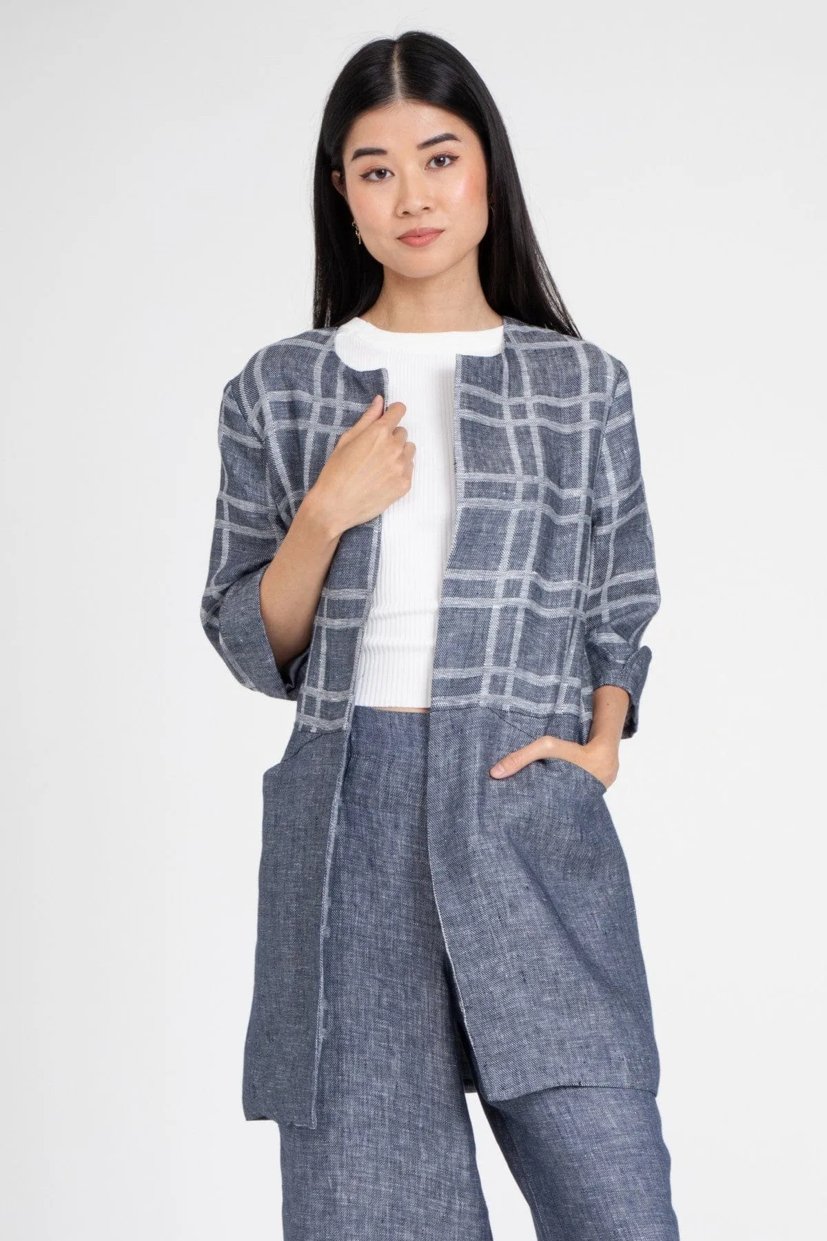 Modern Cool Carrie Car Coat ?C Plaid Linen