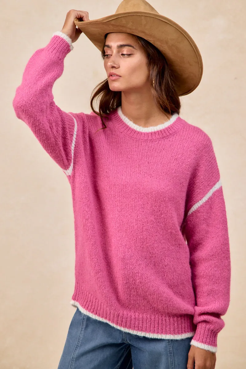 Mid-rise fit Heat Control IT4702H-01 | LIGHT WEIGHT MOCKNECK SWEATER WITH CONTAST EDGE