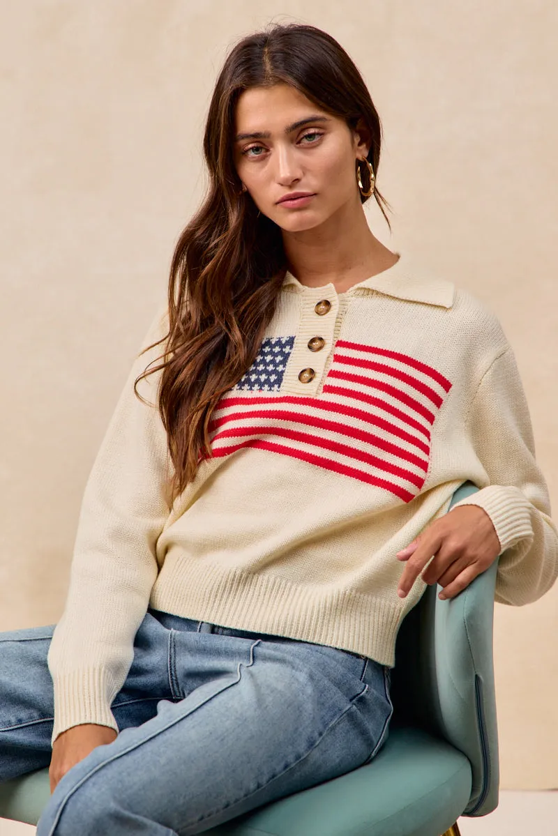 IT4814-01 | AMERICA FLAG ARTWORK SWEATER TOP Urban Cool Versatile Design