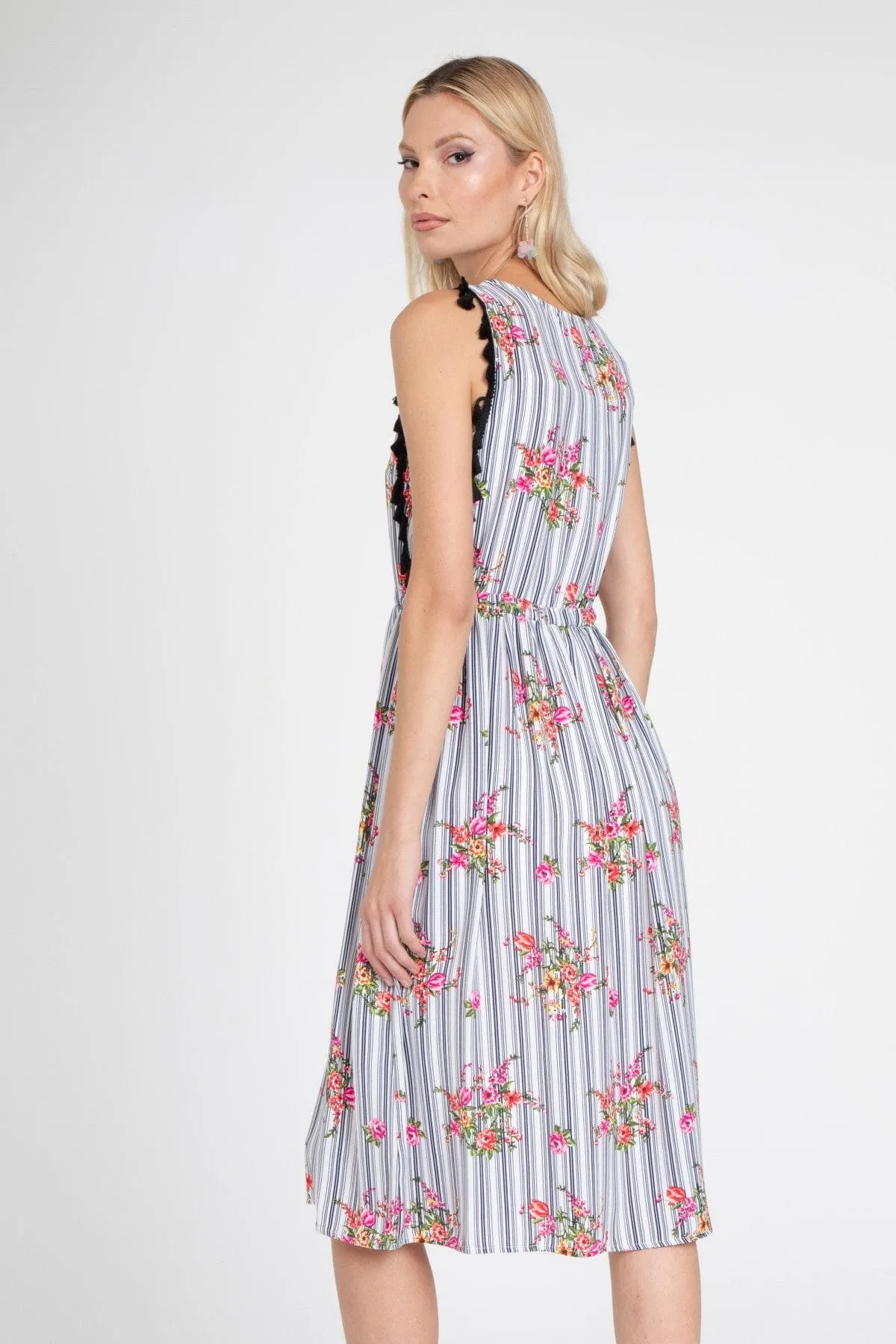 Modern Twist Stripe Tassle Midi Dress