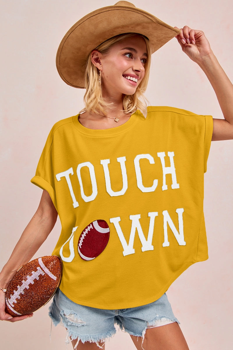 IP8188G-60 | GAMEDAY TOUCHDOWN LETTER PATCHES WAFFLE SHORT TOP Flexible Fit