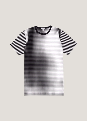 Men's Classic T-shirt in Navy/White English Stripe Minimal Outfit Style Work Ready Style