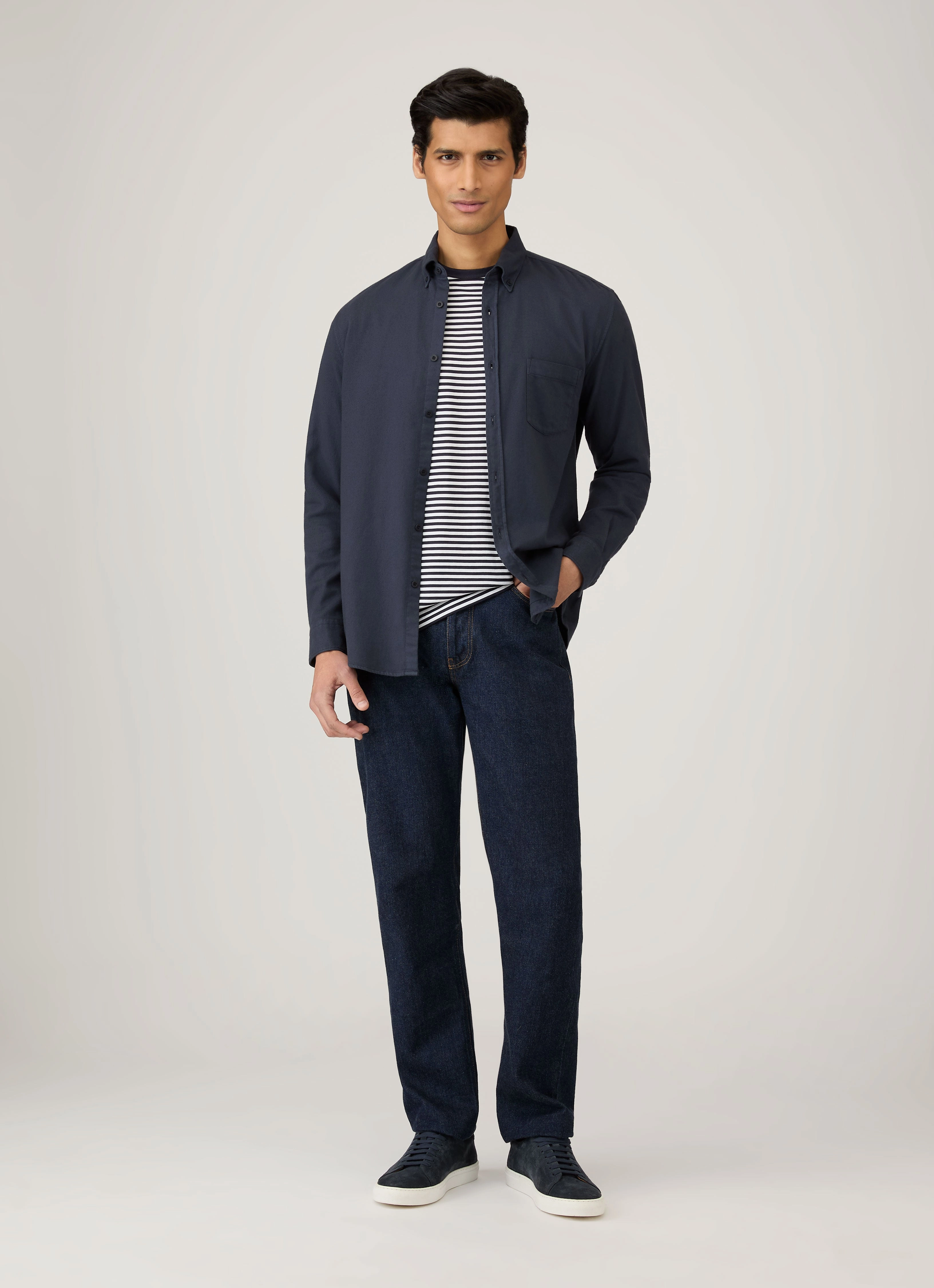 Modern Look Men's Classic T-shirt in Navy/White English Stripe