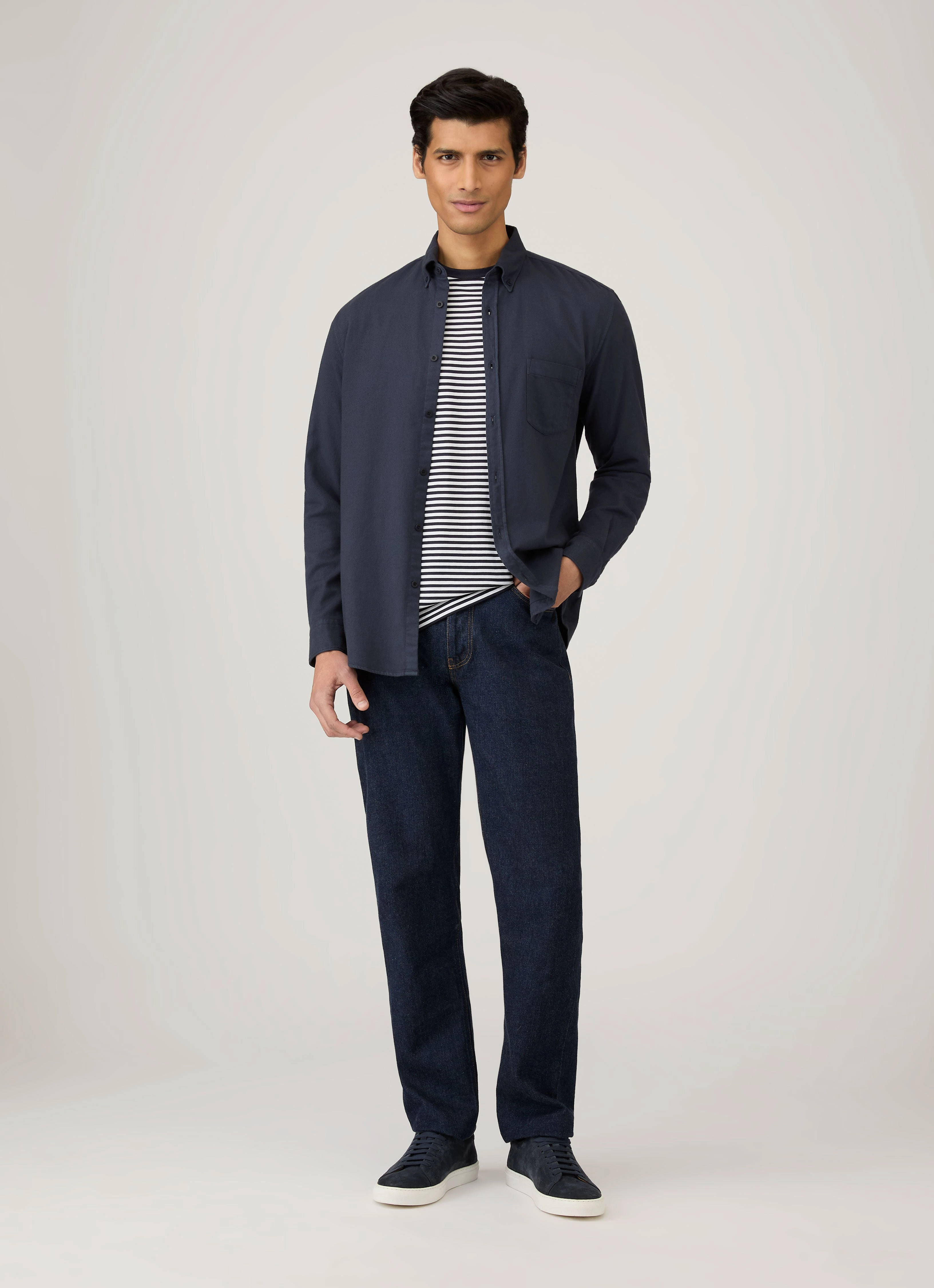 Modern Look Men's Classic T-shirt in Navy/White English Stripe