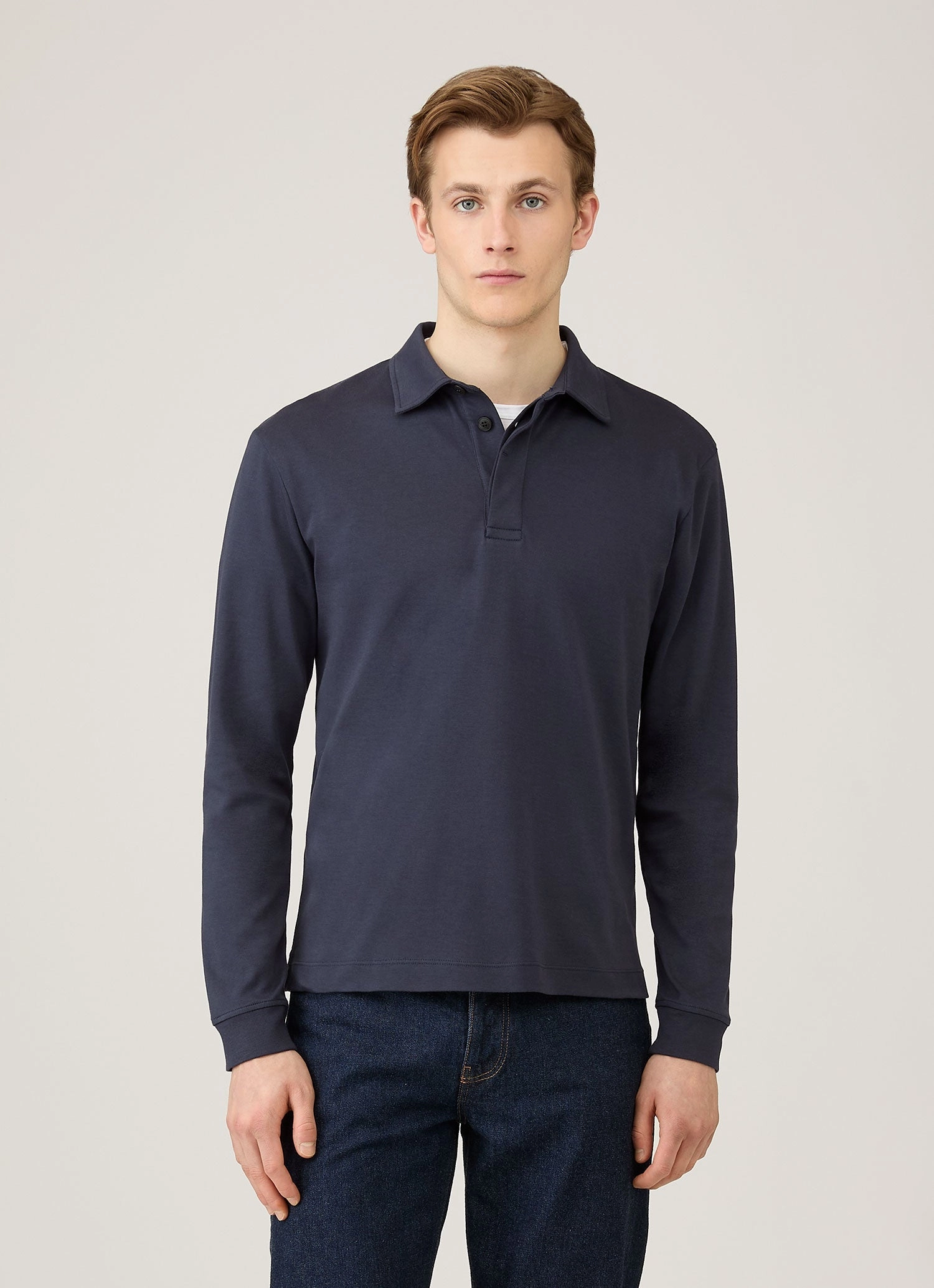 Modern Pick Men's Heavyweight Rugby Polo Shirt in Navy