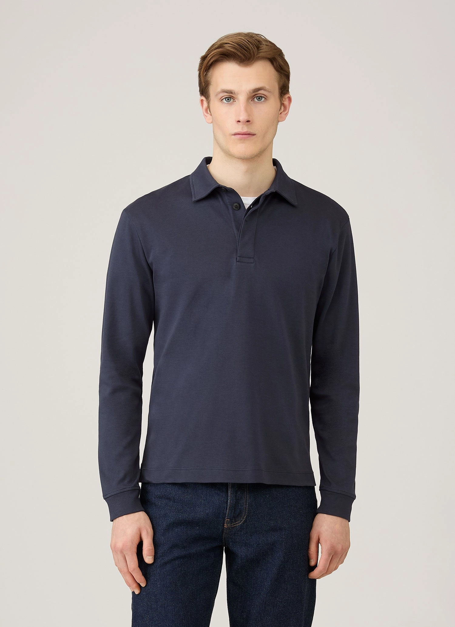 Modern Pick Men's Heavyweight Rugby Polo Shirt in Navy