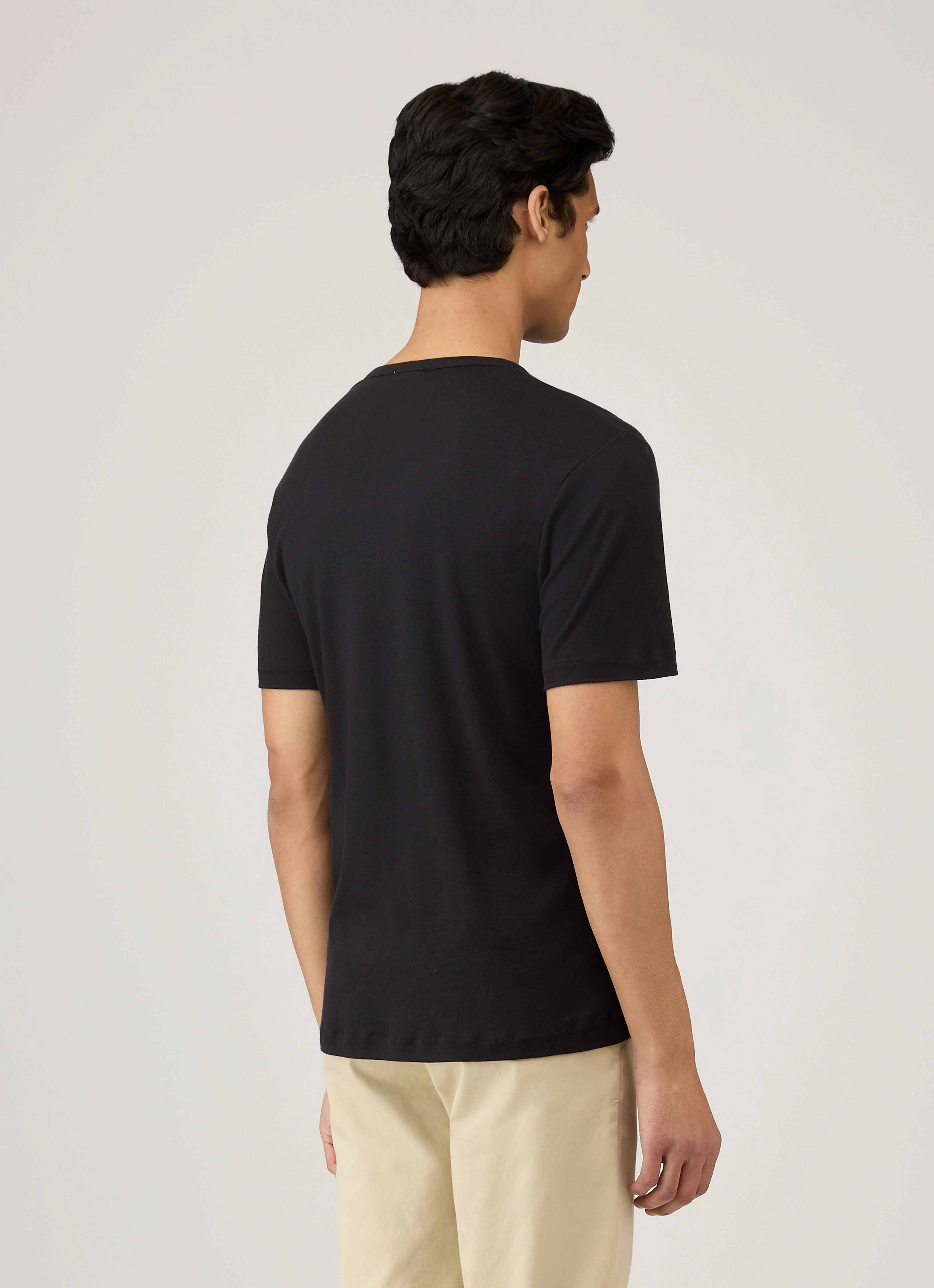Modern Style Men's Sea Island Cotton T-shirt in Black