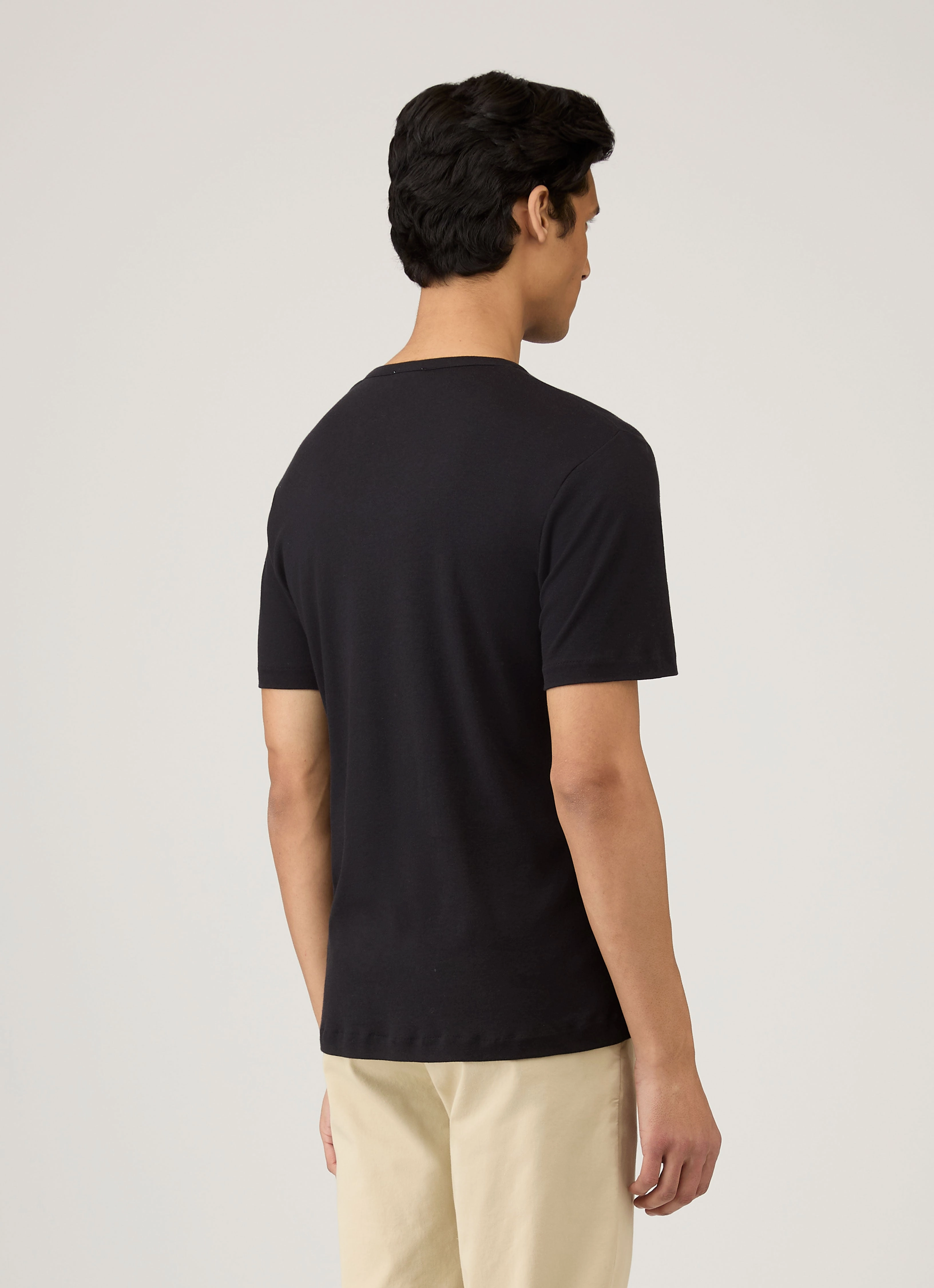 Modern Style Men's Sea Island Cotton T-shirt in Black