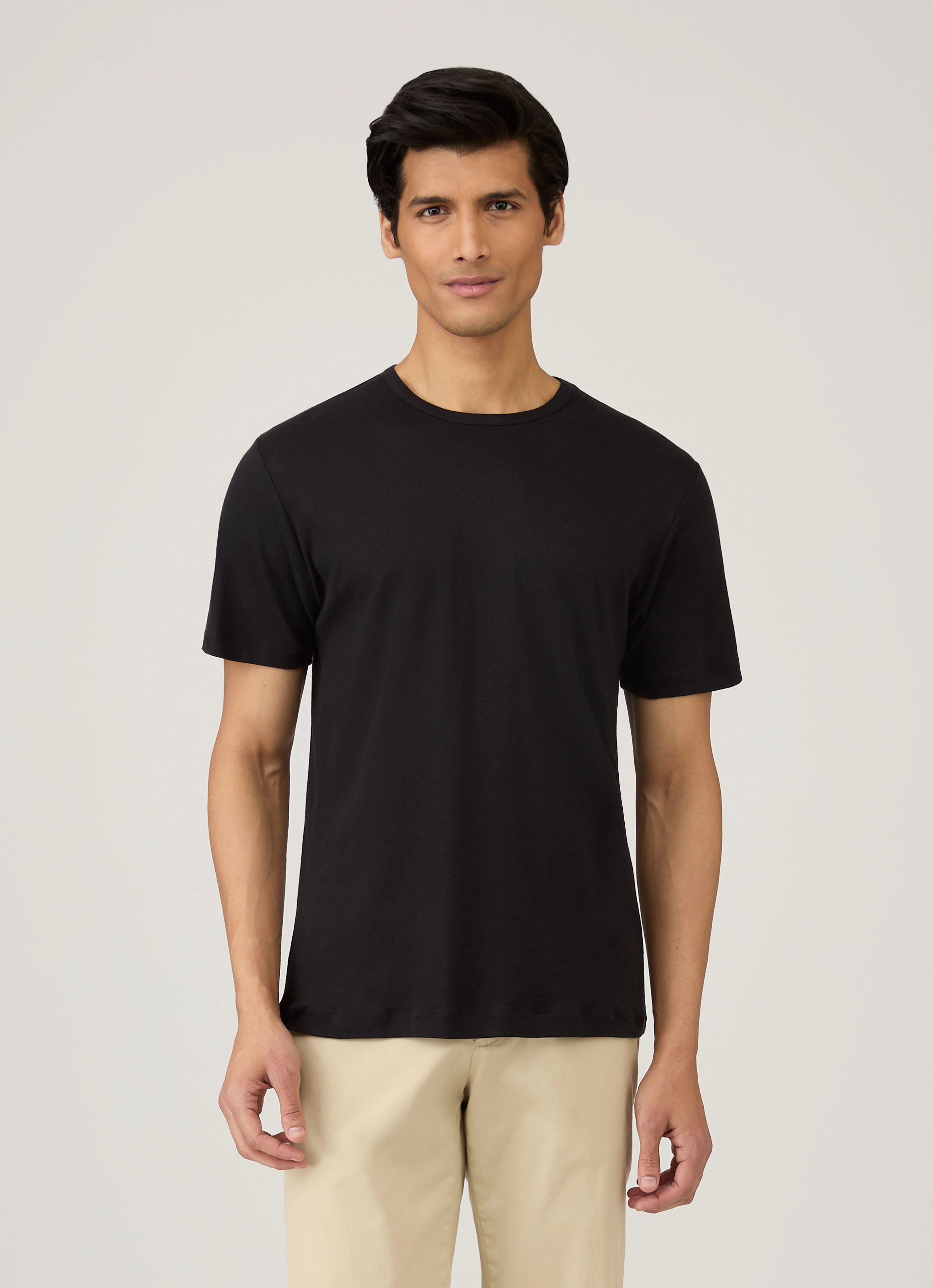 Modern Style Men's Sea Island Cotton T-shirt in Black