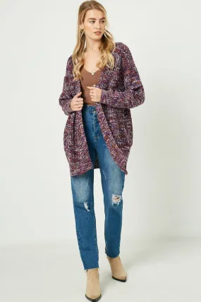 Wind Protection Multi-Color Yarn Knit Sweater Cardigan