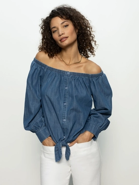 Ballet Tie Top Blue Slate Timeless Design Closet Staple