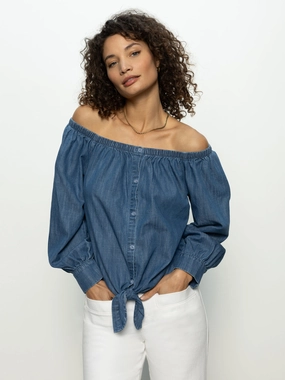 Ballet Tie Top Blue Slate Timeless Design Closet Staple